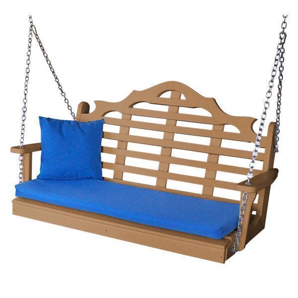 A & L Furniture Poly Marlboro Swing - Durable Outdoor Patio Swing with Weather-Resistant Cushions for Garden, Backyard, and Porch Relaxation