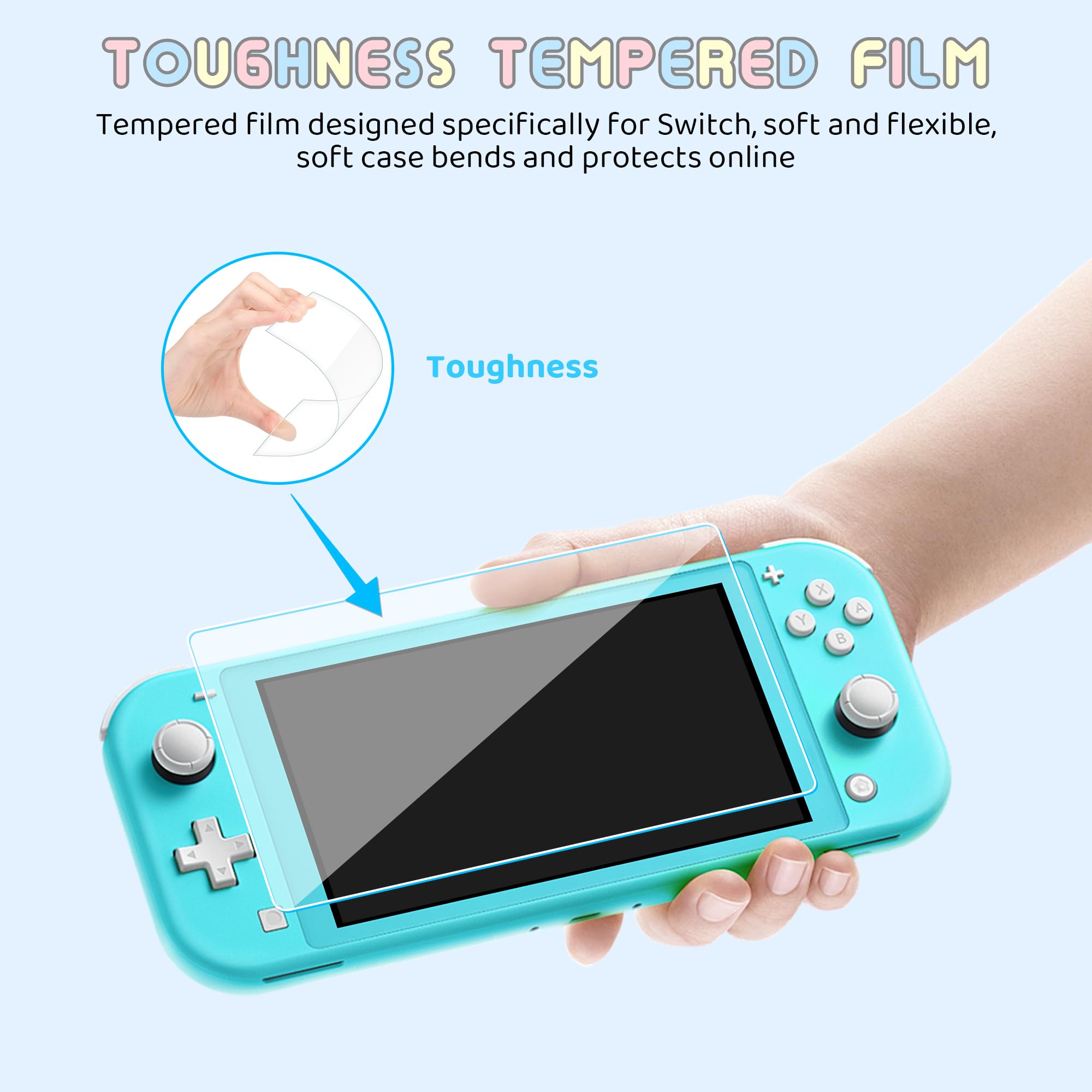 Cute Cartoon Dog Carrying Case for Nintendo Switch Lite - Travel Bag with TPU Plaid Protective Skin, Screen Protector, Shoulder Strap & Thumb Grips - Perfect Accessories for Boys & Girls - Ideal for Travel, Gaming Parties and On-the-Go Protection