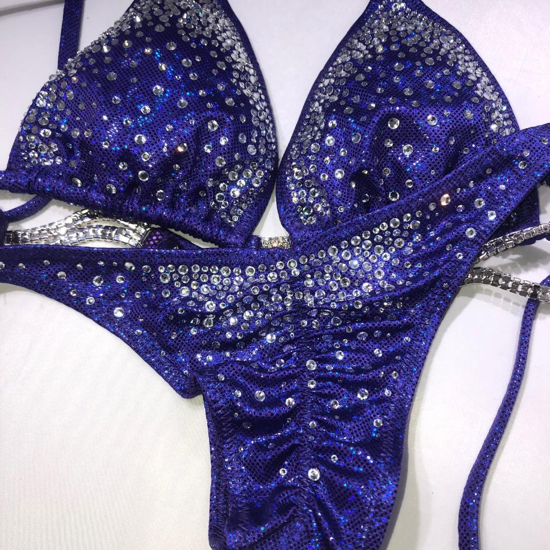 BV11006 Purple Bikini Competition Swimsuit - Sweetheart Brazilian Back & Padded Top for Women | Perfect for Beach, Pool, and Bodybuilding Contests