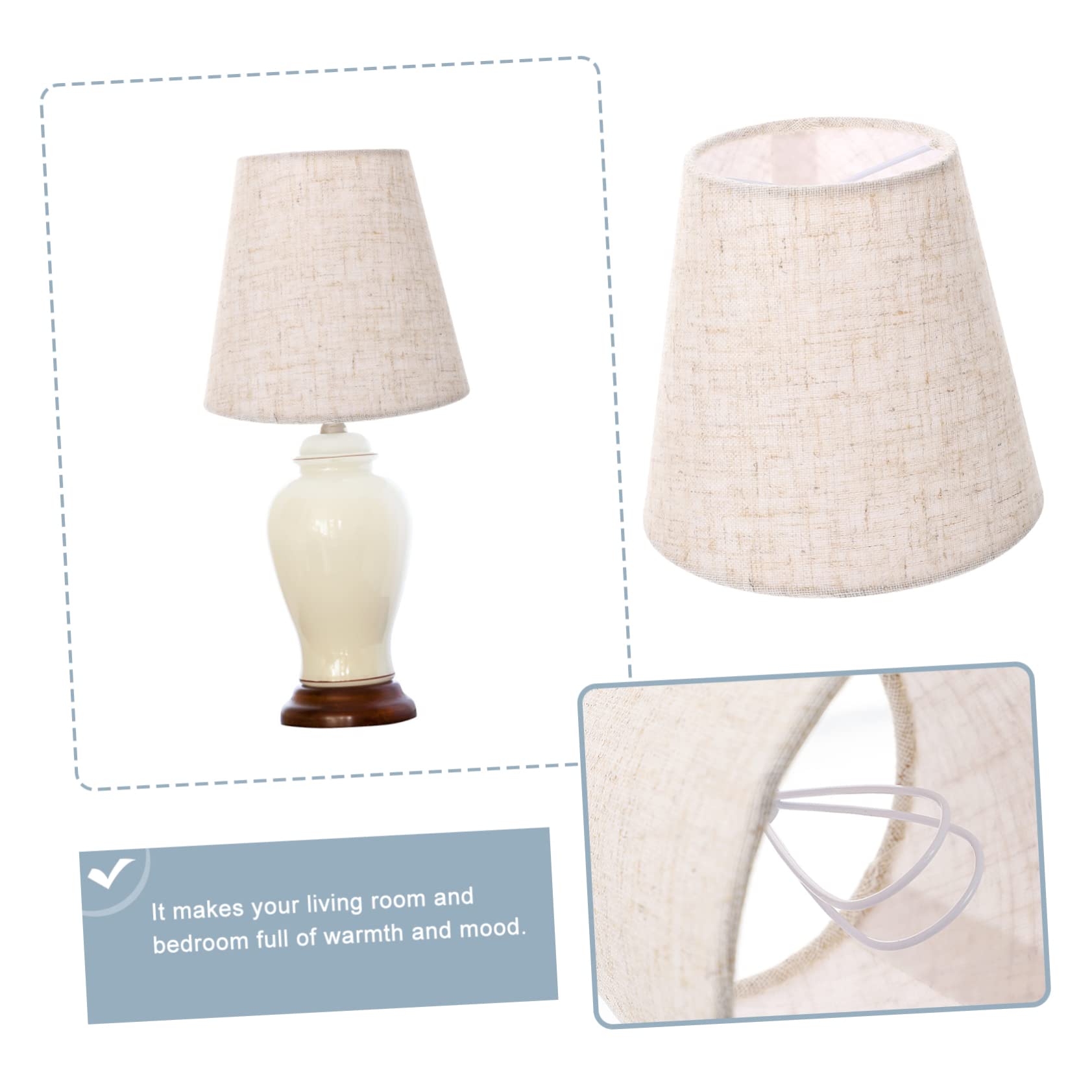 Uonlytech Clip On Fabric Lamp Shade - Drum Chandelier & Hardback Lampshade for Table, Floor, Wall Lights - Perfect for Bedroom, Restaurant & Hotel Decor (White/Beige)
