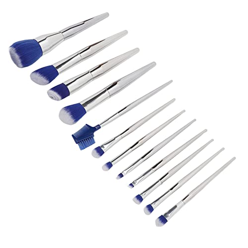 Professional Makeup Brush Set with PU Storage Bag - 12-Piece Fibrous Hair Cosmetic Shadow Brush Kit (Blue Series) for Foundation, Blending & Contouring - Perfect for Home Use & Travel Makeup Application