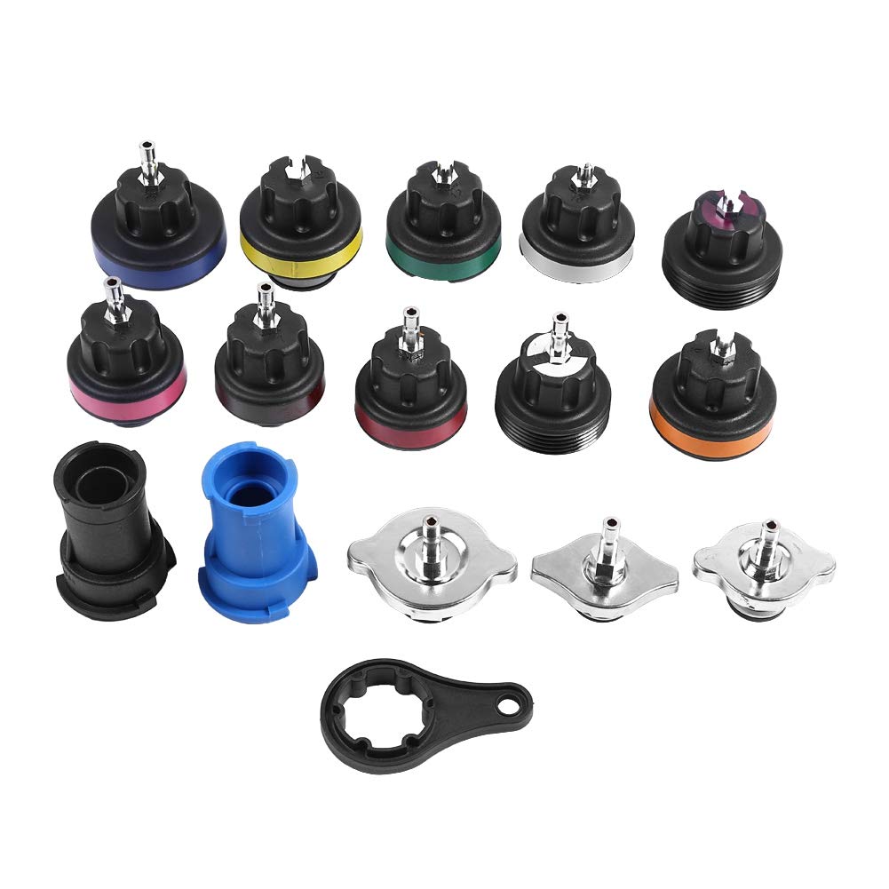 **Qiilu Universal Car Radiator Pressure Tester Kit - 18pcs Cooling System Tester with Water Leak Detector for Vehicle Coolant System - Ideal for Mechanics & DIY Auto Repair**