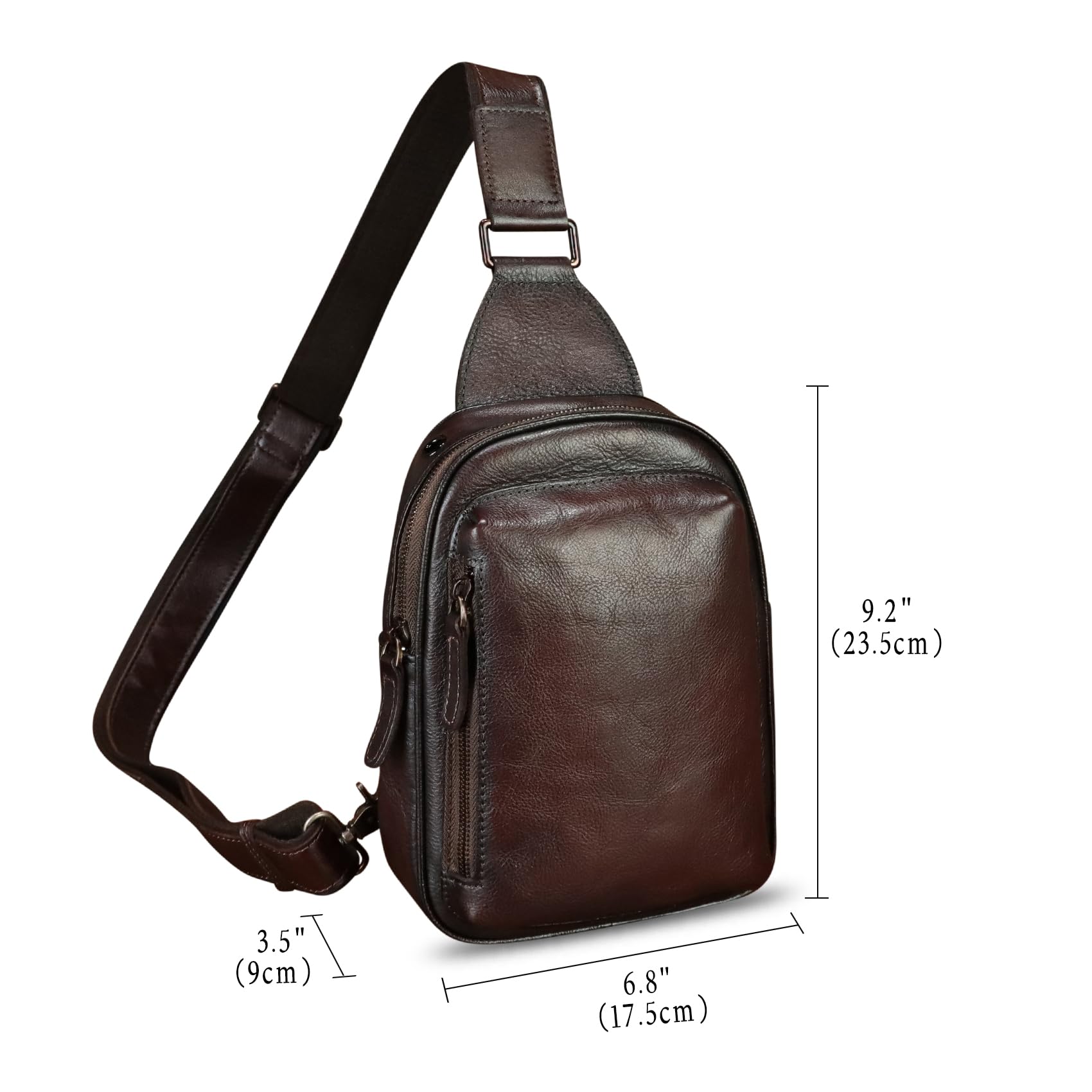 LRTO Genuine Leather Crossbody Sling Bag for Women & Men - Compact Chest Bag, Shoulder Backpack Purse for Hiking, Sports, Gym, Travel & Daily Use