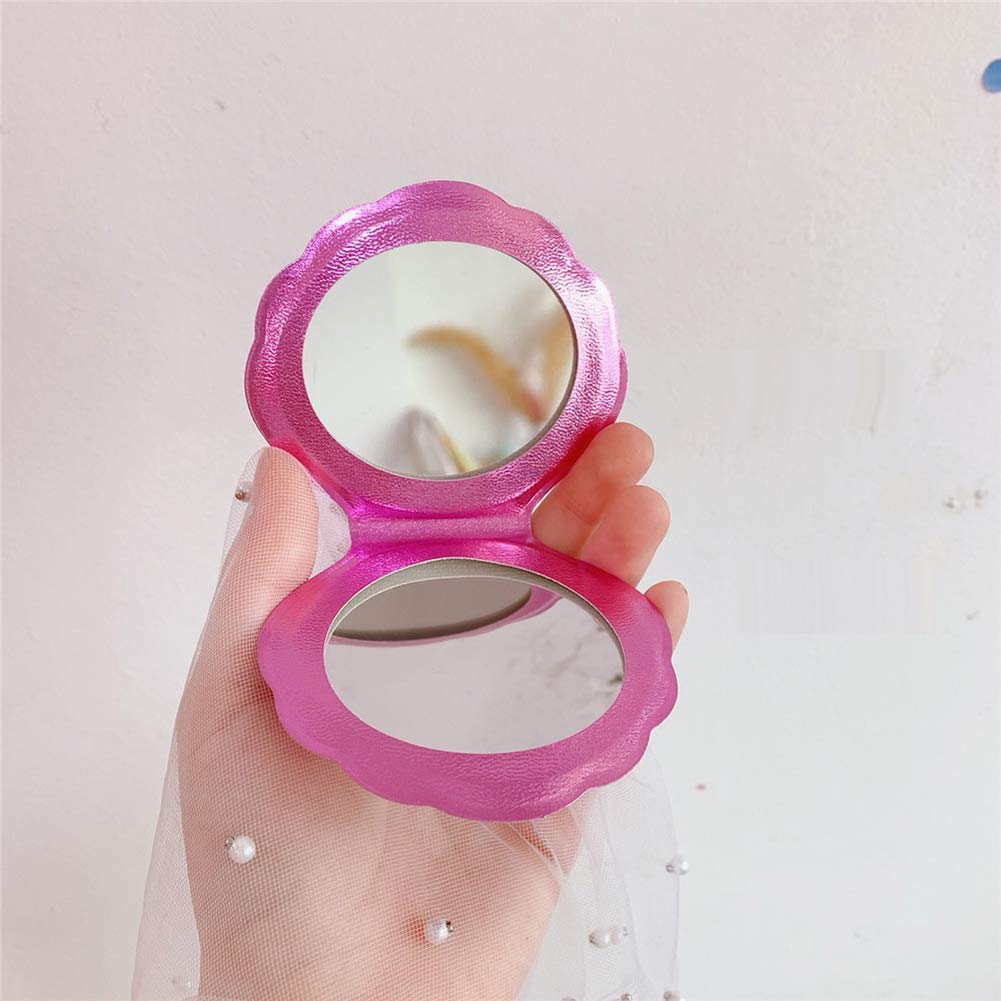 4-Piece Shell Shaped Compact Makeup Mirror Set - Double Sided Folding Pocket Mirror with Magnification for Travel, Purse & Vanity | Perfect for On-the-Go Touch Ups & Home Makeup Application