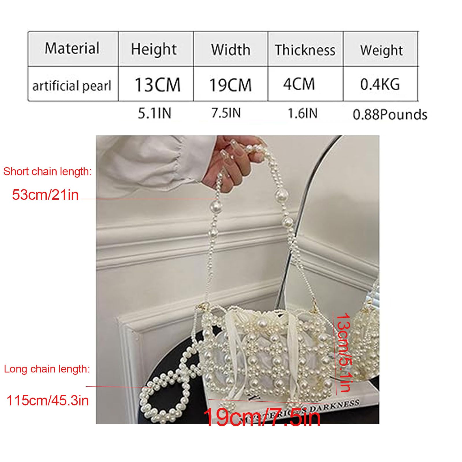 Elegant Artificial Pearl Clutch Bag - Luxury Handmade Evening Purse for Women, Perfect for Party, Wedding, Bridal & Travel | 17