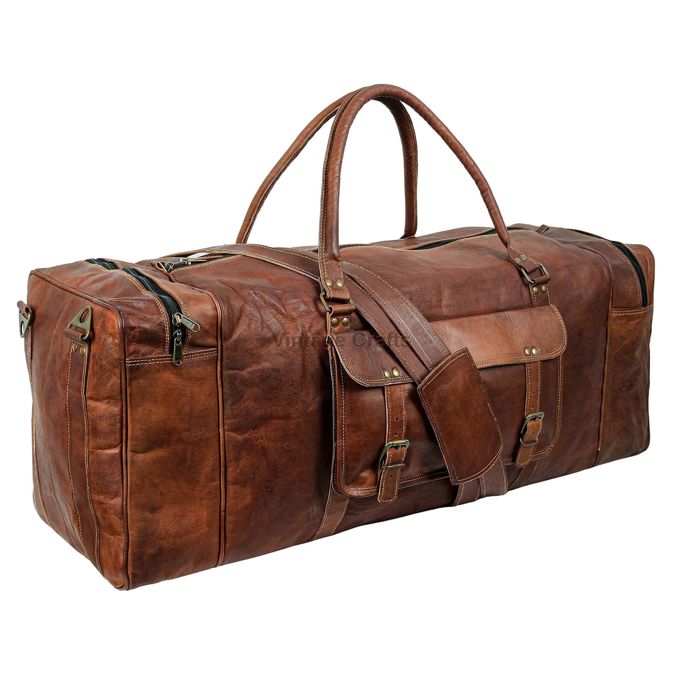 Premium 32 Inch Large Leather Duffel Bag for Travel, Gym & Weekender - Single Pocket Carry-On Tote for Men & Women | Ideal for Business Trips, Sports Gear & Overnight Stays