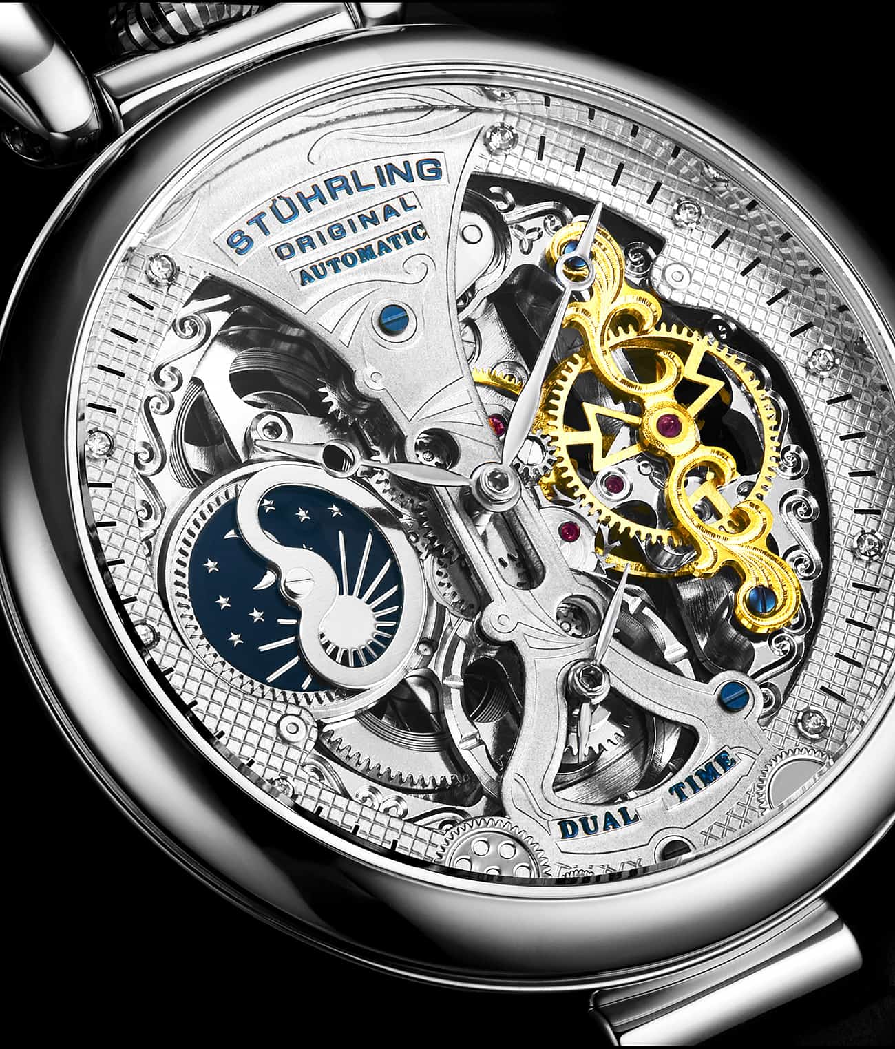 Emperor’s Grand DT 3920 Automatic 46mm Skeleton Watch for Men - Luxury Mechanical Timepiece with Open Heart Design - Perfect for Business, Formal Events & Gift Giving