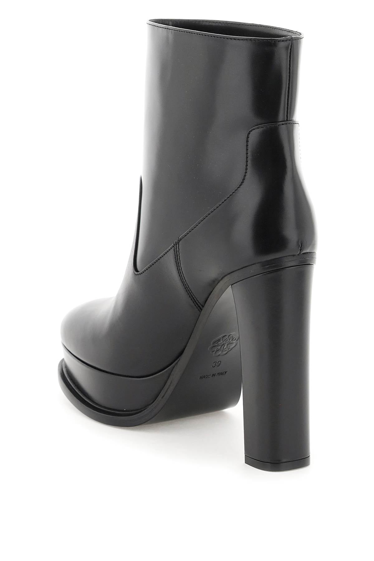 Alexander McQueen Leather Ankle Boots with Plateau Heel - Stylish Women's Fashion Boots for Casual Wear & Night Out