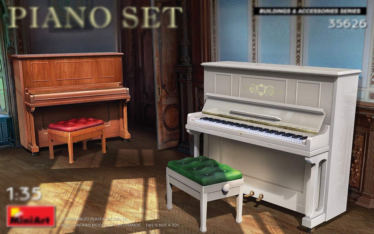1/35 Scale Miniart 35626 Piano Set - Detailed Model Kit with 2 Pianos for Collectors & Hobbyists | Perfect for Dioramas, WWII Scenes & Historical Displays