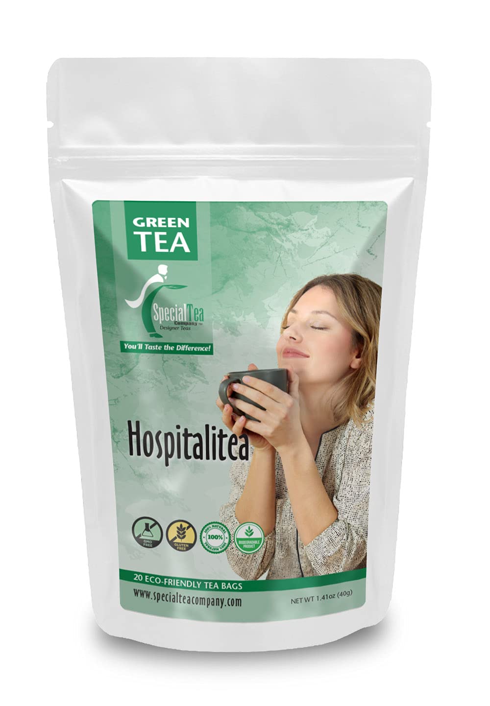 SpecialTea Company Hospitalitea Organic Green Tea - 20 Tea Bags for Relaxation & Wellness | Perfect for Office, Home & Gifts