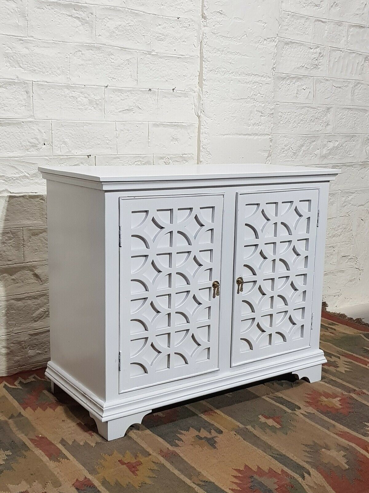 French Arched Hand Carved Solid Wood Buffet Sideboard - White | Rustic Farmhouse Dining Room Storage Cabinet for Kitchen & Living Room Decor