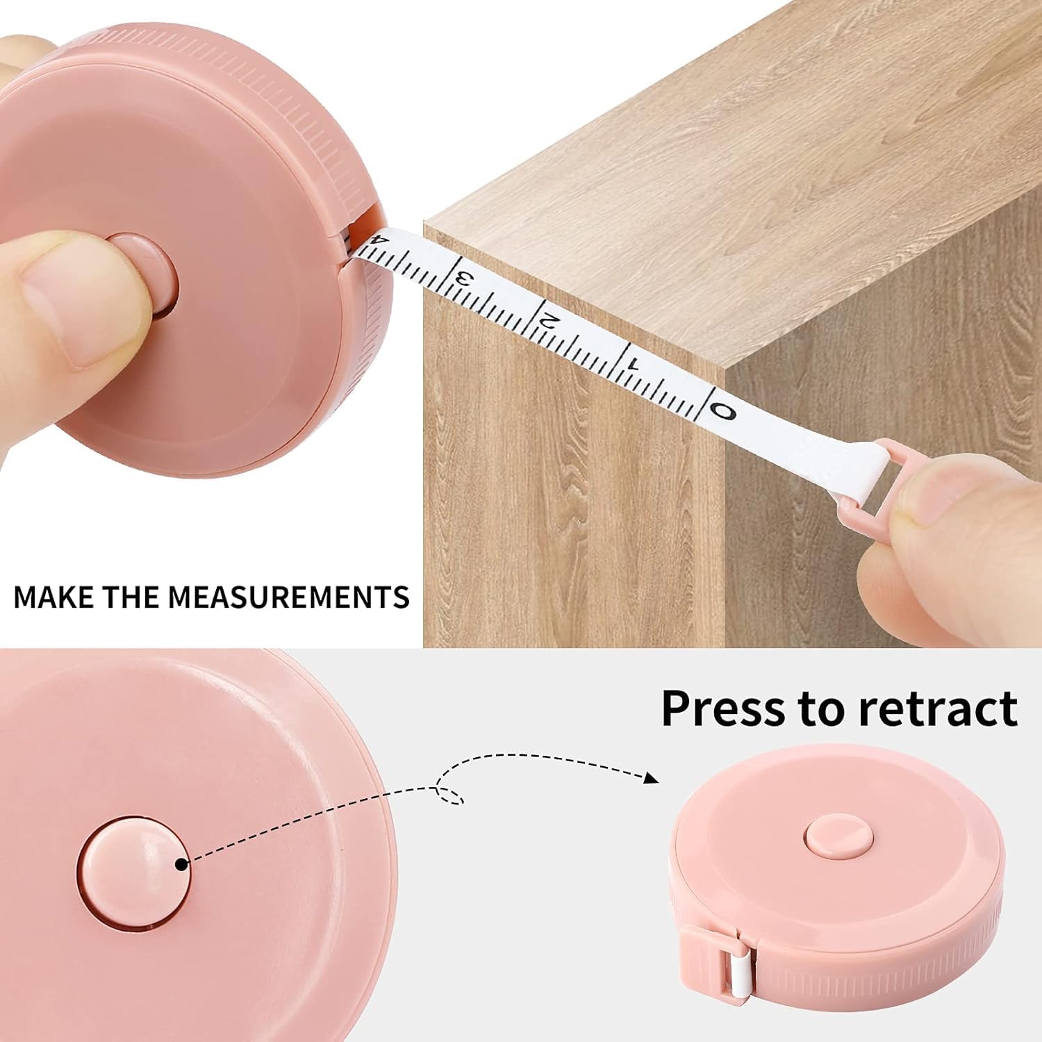 Retractable Dual-Sided Tape Measure 4 Pack - Body & Fabric Measuring Tape for Sewing, Tailoring, Knitting, Crafts & Weight Loss | Accurate Cloth Measurement Tool for DIY Projects & Fitness Tracking