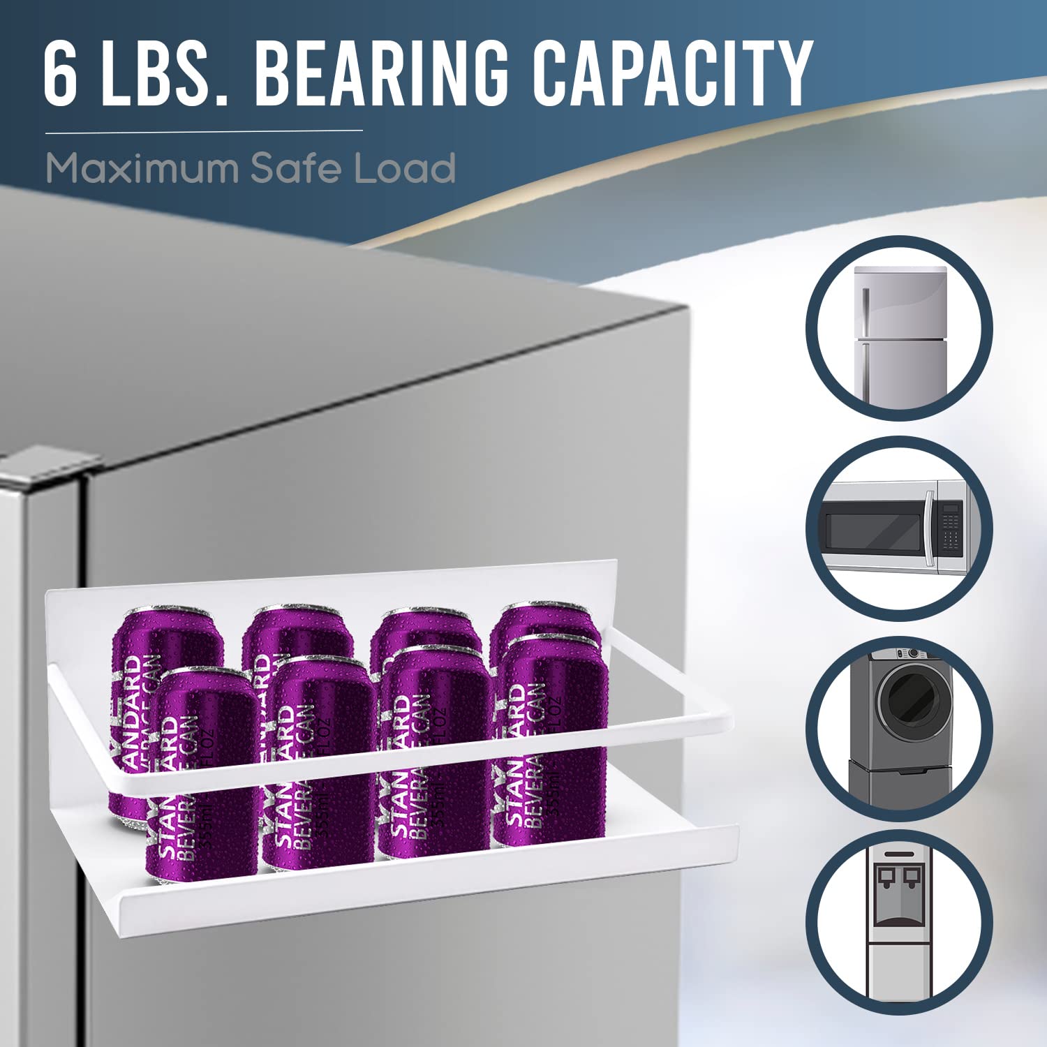 Sturdy Magnetic Spice Rack for Refrigerator - White Metal Spice Organizer with Strong Magnets for Fridge, Oven, Washing Machine - Space-Saving Kitchen Storage Solution - Perfect for Small Kitchens, Apartments & Dorm Rooms