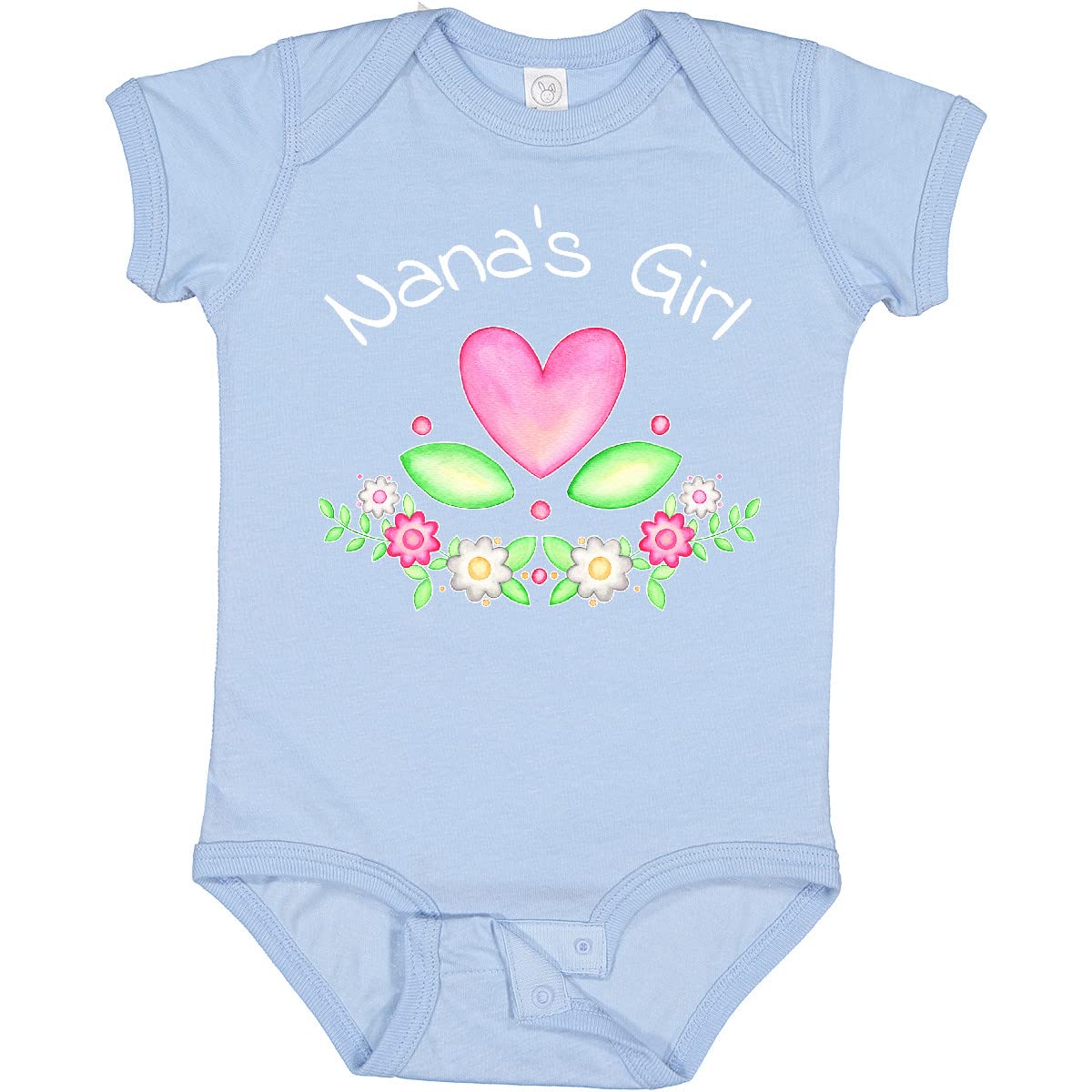 Inktastic Nana's Girl - Heart Flowers Baby Bodysuit | Cute Floral Onesie for Newborns & Infants | Perfect Gift for Grandparents Day, Baby Showers & Family Photos