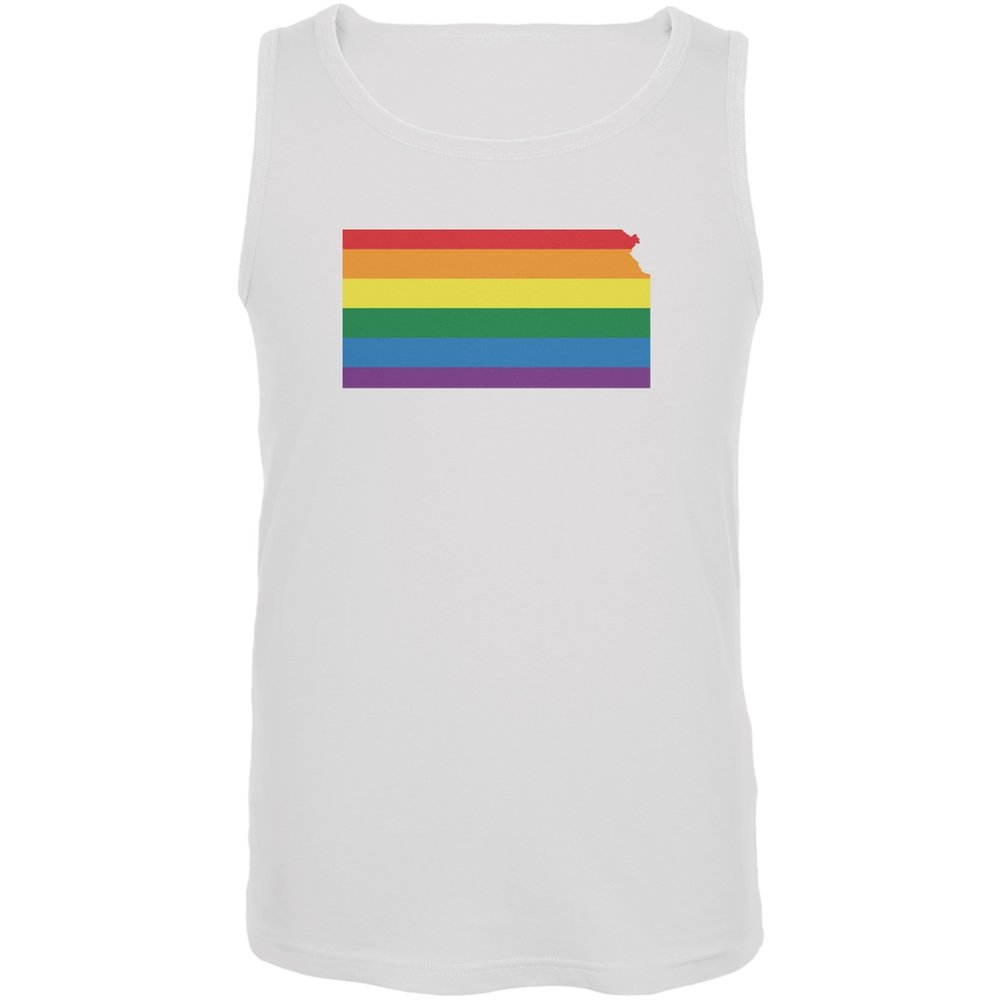 Kansas LGBT Gay Pride Rainbow White Adult Tank Top - Small | Comfortable & Stylish for Pride Parades, Festivals & LGBTQ+ Events