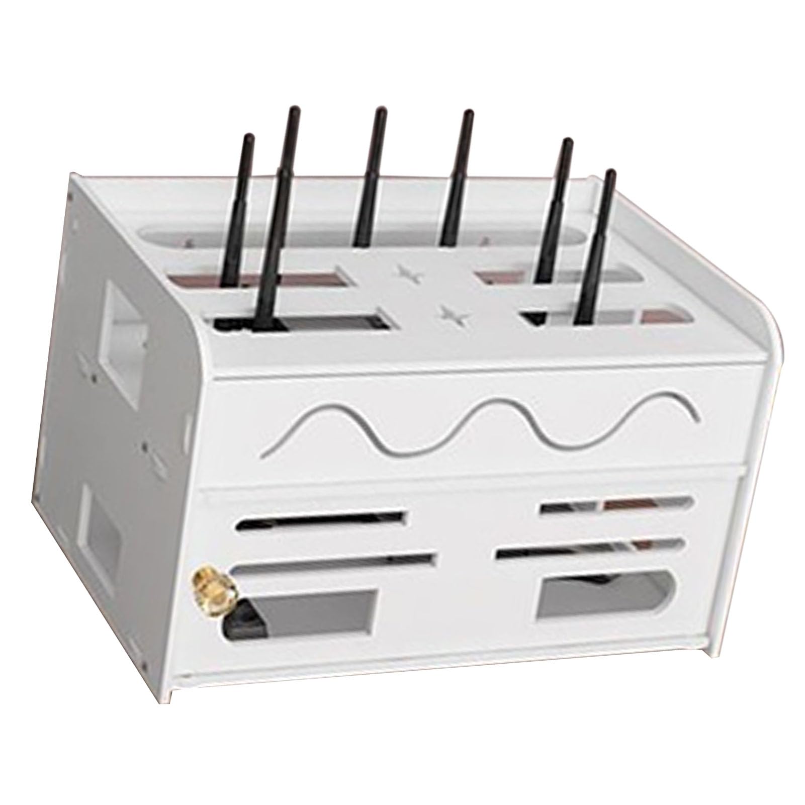 2-Tier Wireless Router Storage Box - WiFi Modem Organizer with Cable Management, No Drill Design for Home & Office - Perfect for Living Room, Bedroom, or Workspace Organization