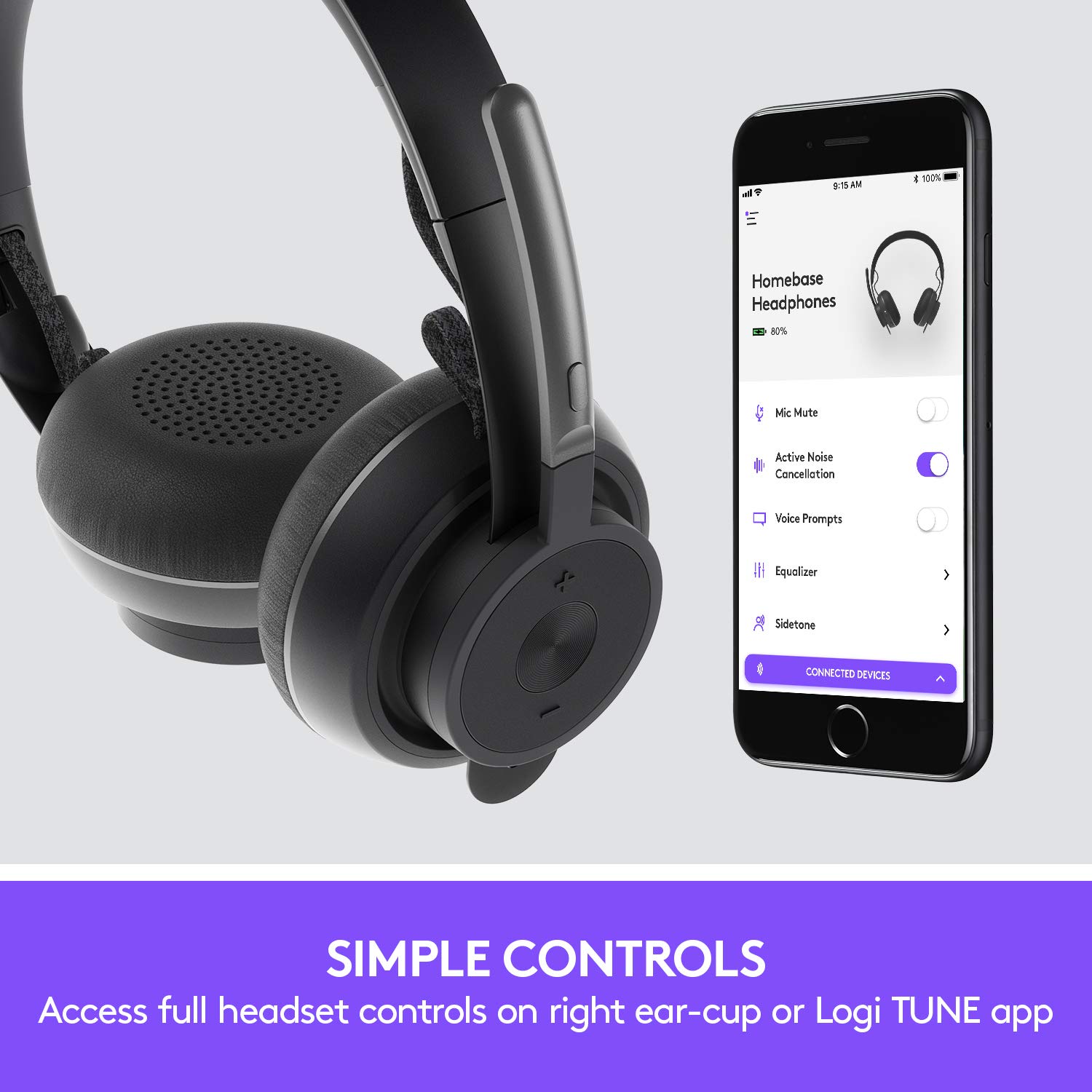 Logitech Zone Wireless Bluetooth Headset with Noise Cancelling - Black | Comfortable Office Headphones for Video Calls, Remote Work & Gaming