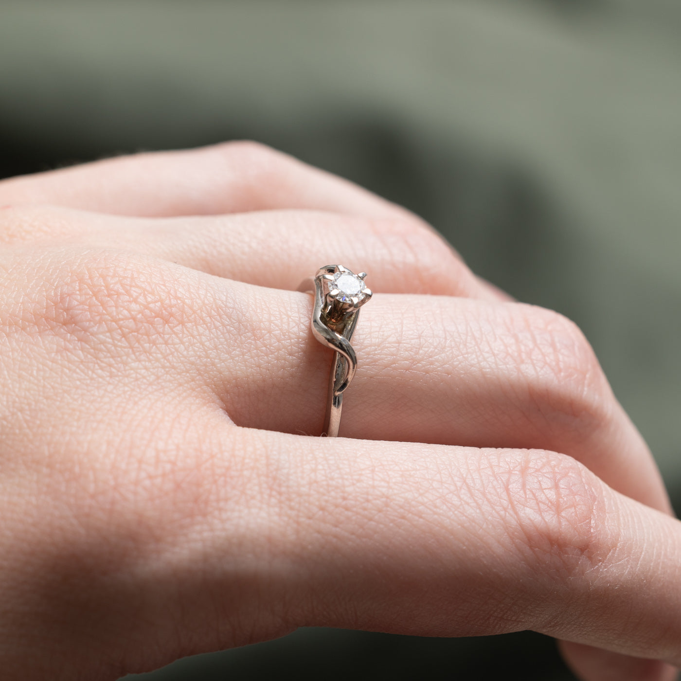 0.23ct Solitaire Diamond Wave Ring - Size 6.75 | Elegant Engagement & Wedding Band for Women | Perfect for Proposals, Anniversaries & Special Occasions