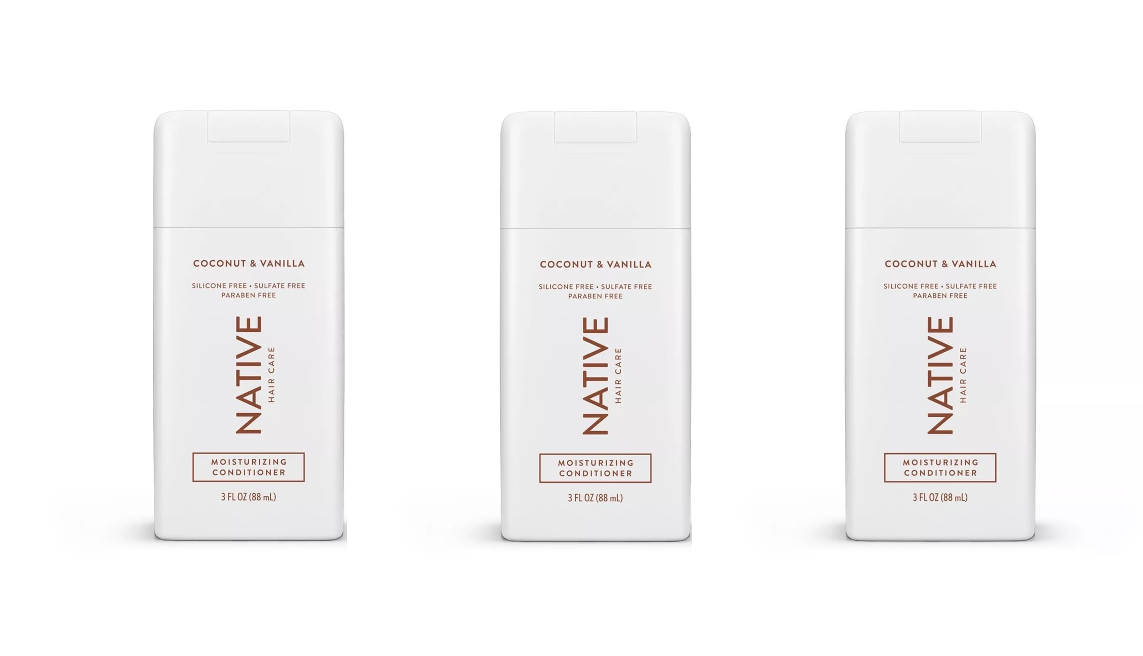 Organic Coconut & Vanilla Travel Size Moisturizing Conditioner 3 Fl.oz (Pack of 3) - Sulfate Free & Paraben Free Hair Care for Dry Damaged Hair - Perfect for Vacation Gym & Airplane Travel
