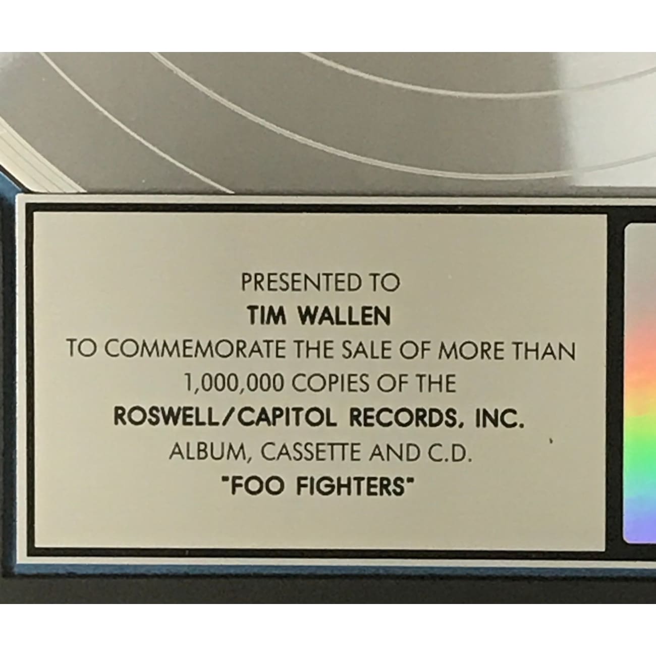 Foo Fighters Debut RIAA Platinum Album Award - Certified Music Collectible for Fans & Display
