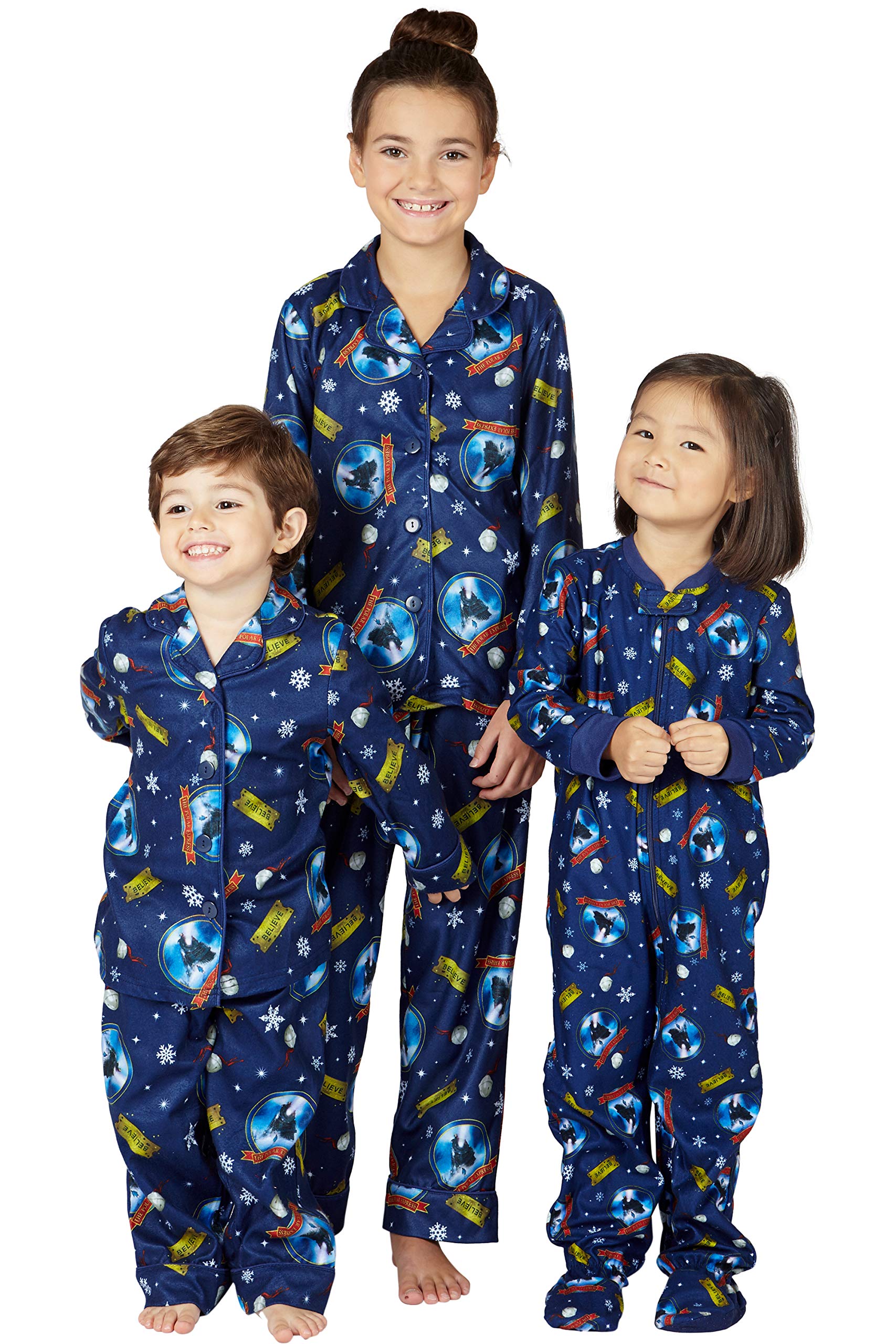 Polar Express The Adult Believe Button-Front Coat Shirt and Pants Pajama Set - Cozy Christmas Pajamas for Holiday Movie Nights & Family Gatherings