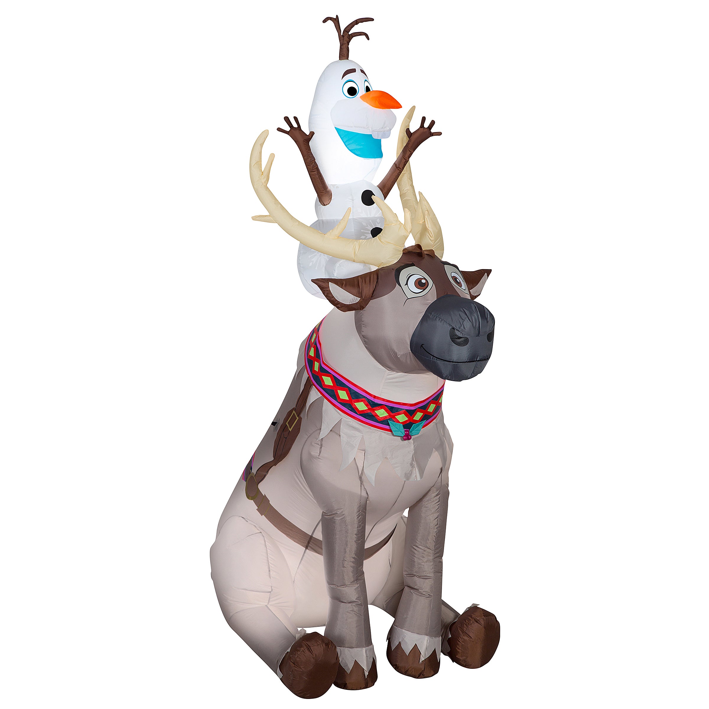 7.5 ft. Inflatable Olaf and Sven Christmas Decorations - Giant Snowman and Reindeer Outdoor Yard Decor for Holiday Parties & Winter Festivals