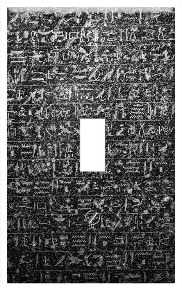 Egyptian Hieroglyph Black and White Single Toggle Switch Plate Cover - Dark Gothic Decor for Bedroom, Living Room, or Office