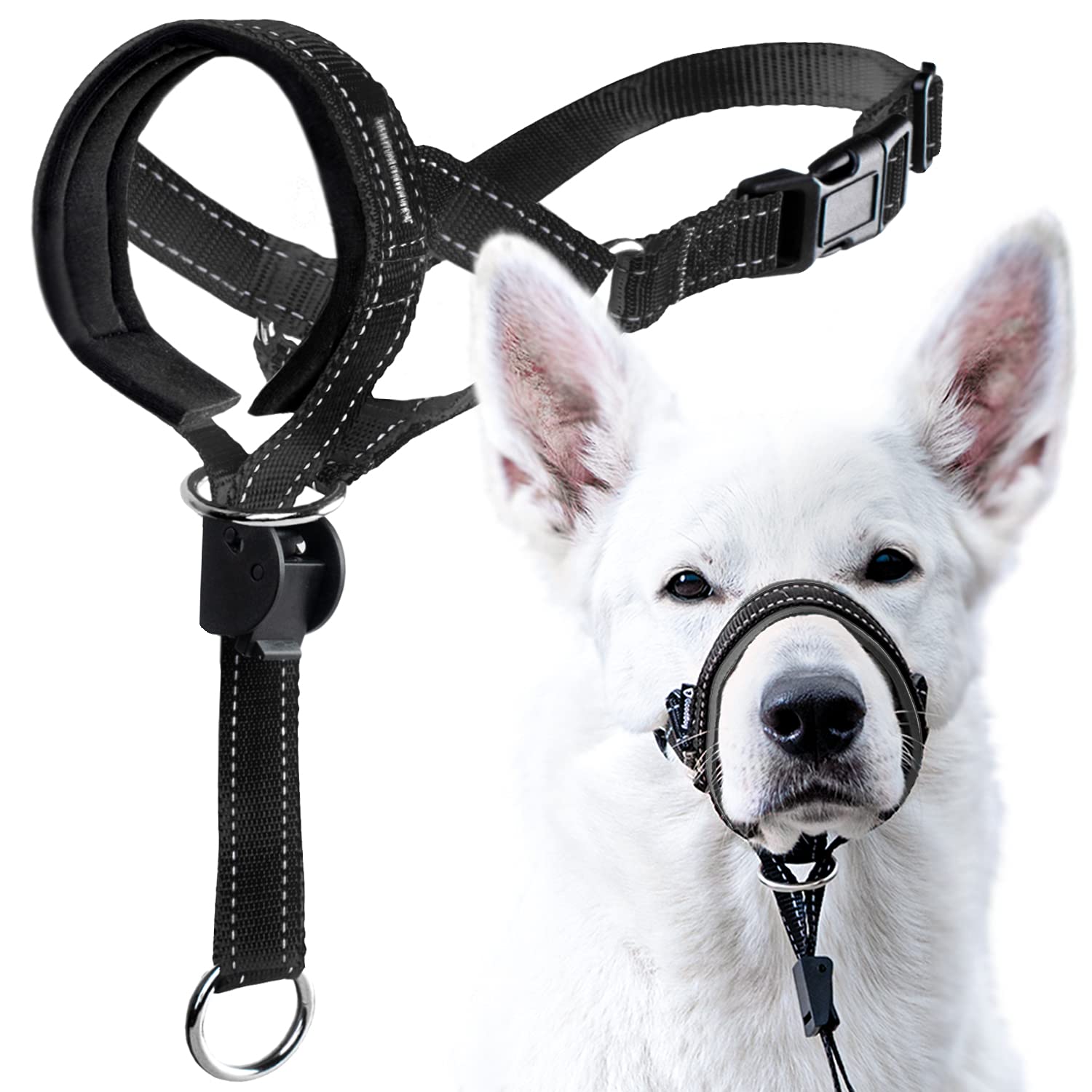 **GoodBoy No-Pull Dog Head Halter with Safety Strap – Gentle Leash Training for Small, Medium & Large Dogs – Padded Comfort Head Collar – Includes Training Guide (Size 1, Black) – Perfect for Walks, Hiking & Obedience Training**