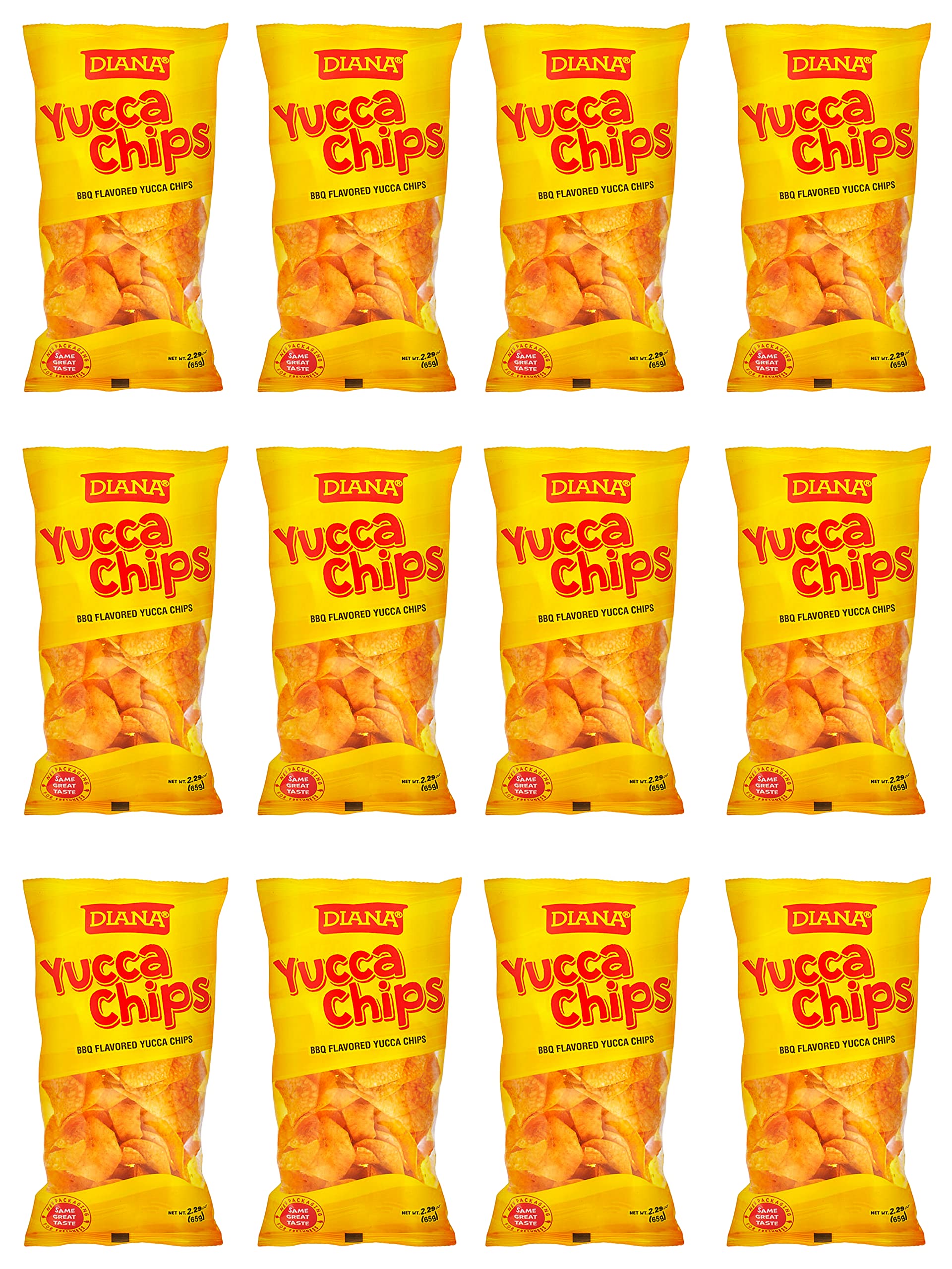 BBQ Flavored Yucca Chips - Crunchy Cassava Snacks - 2.29Oz/65g (Pack of 12) - Perfect for Parties, Picnics & Healthy Snacking