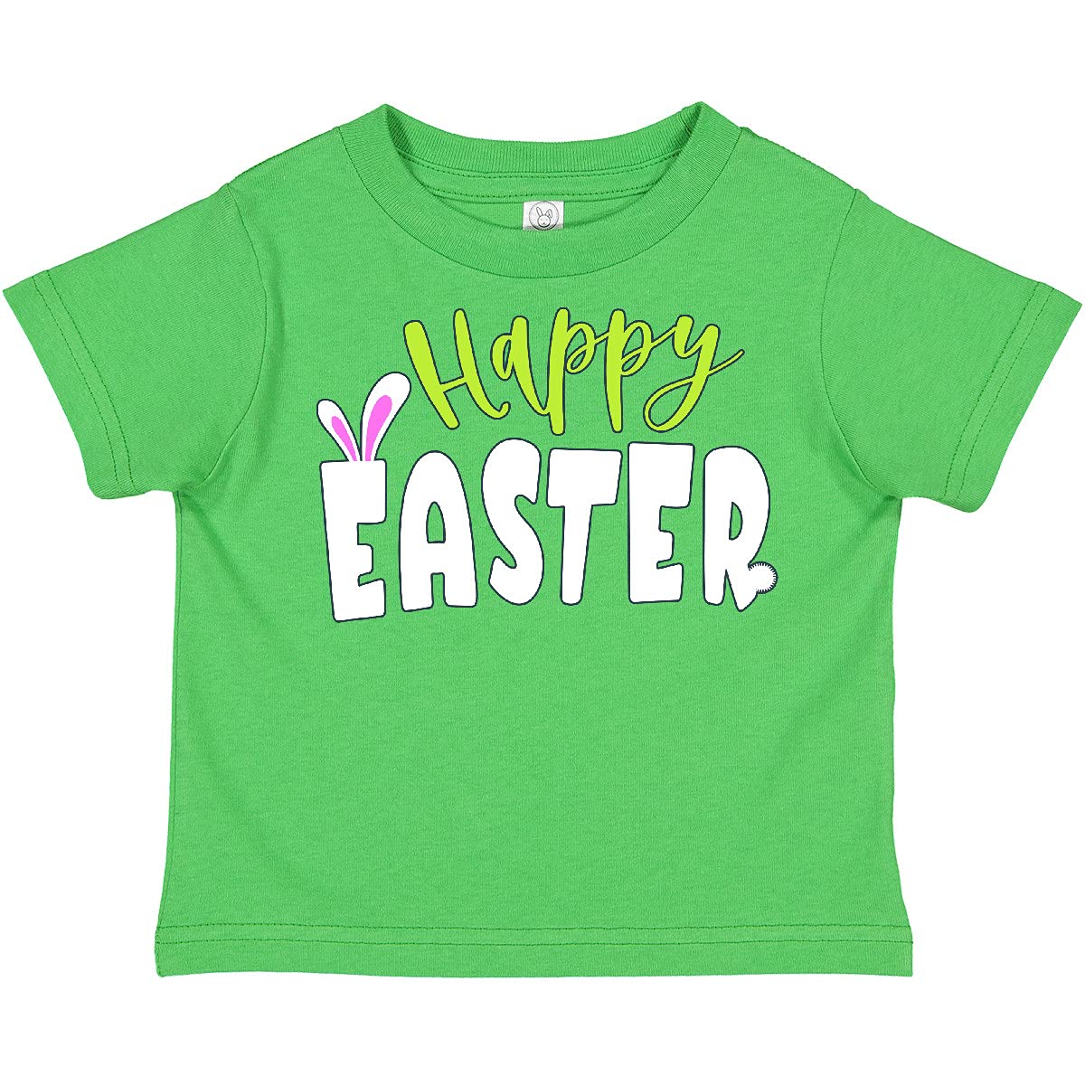 Inktastic Happy Easter with Bunny Ears Toddler T-Shirt - Cute Easter Outfit for Kids, Boys & Girls - Perfect for Easter Egg Hunts, Family Photos & Spring Celebrations