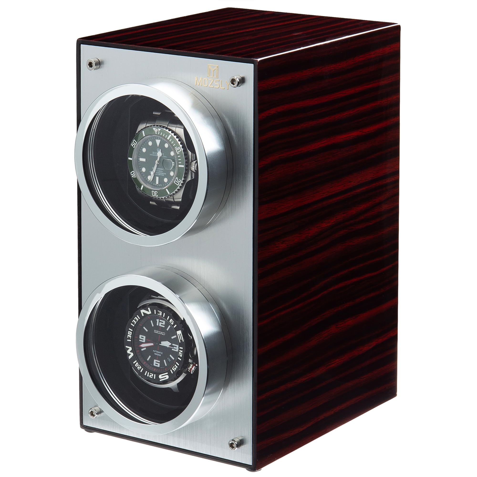 MOZSLY Double Automatic Watch Winder - Quiet Self-Winding Box with 12 Rotation Modes & Elegant Piano Finish - Perfect for Watch Collectors, Luxury Timepiece Storage, and Display Cases for Home or Office
