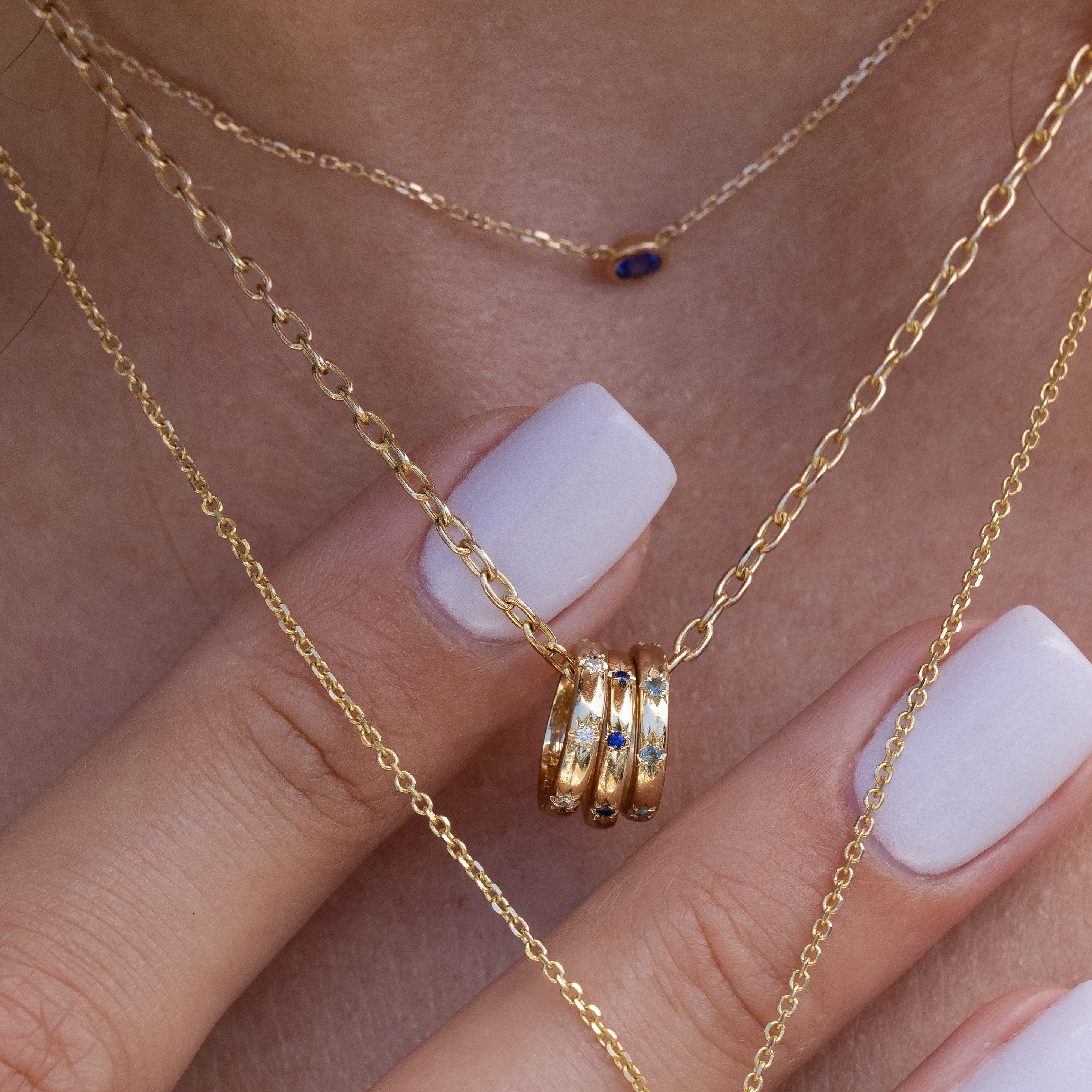 Starburst Birthstone Ring Charm Necklace - Dainty Gold/Silver Pendant for Women - Perfect Gift for Birthday, Anniversary & Mother's Day Jewelry