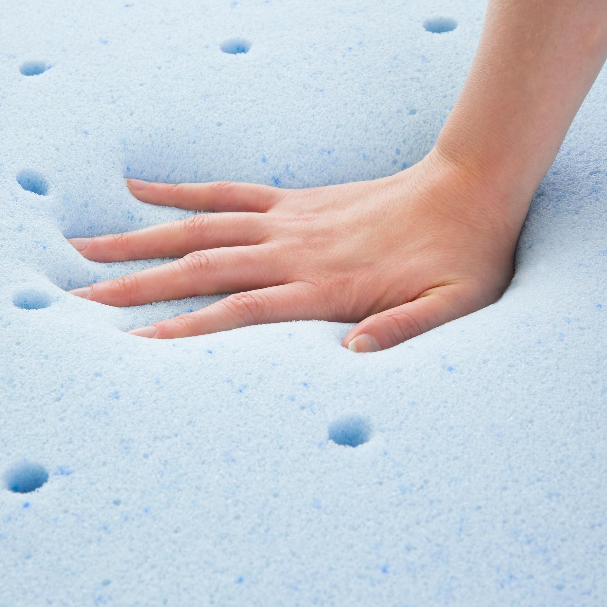LUCID 4 Inch Gel Memory Foam Mattress Topper - Ventilated Cooling Design, Ultra Plush Comfort, CertiPUR-US Certified, Full Size, Blue - Perfect for Hot Sleepers & Pressure Relief in Bedrooms, Guest Rooms & Dorms