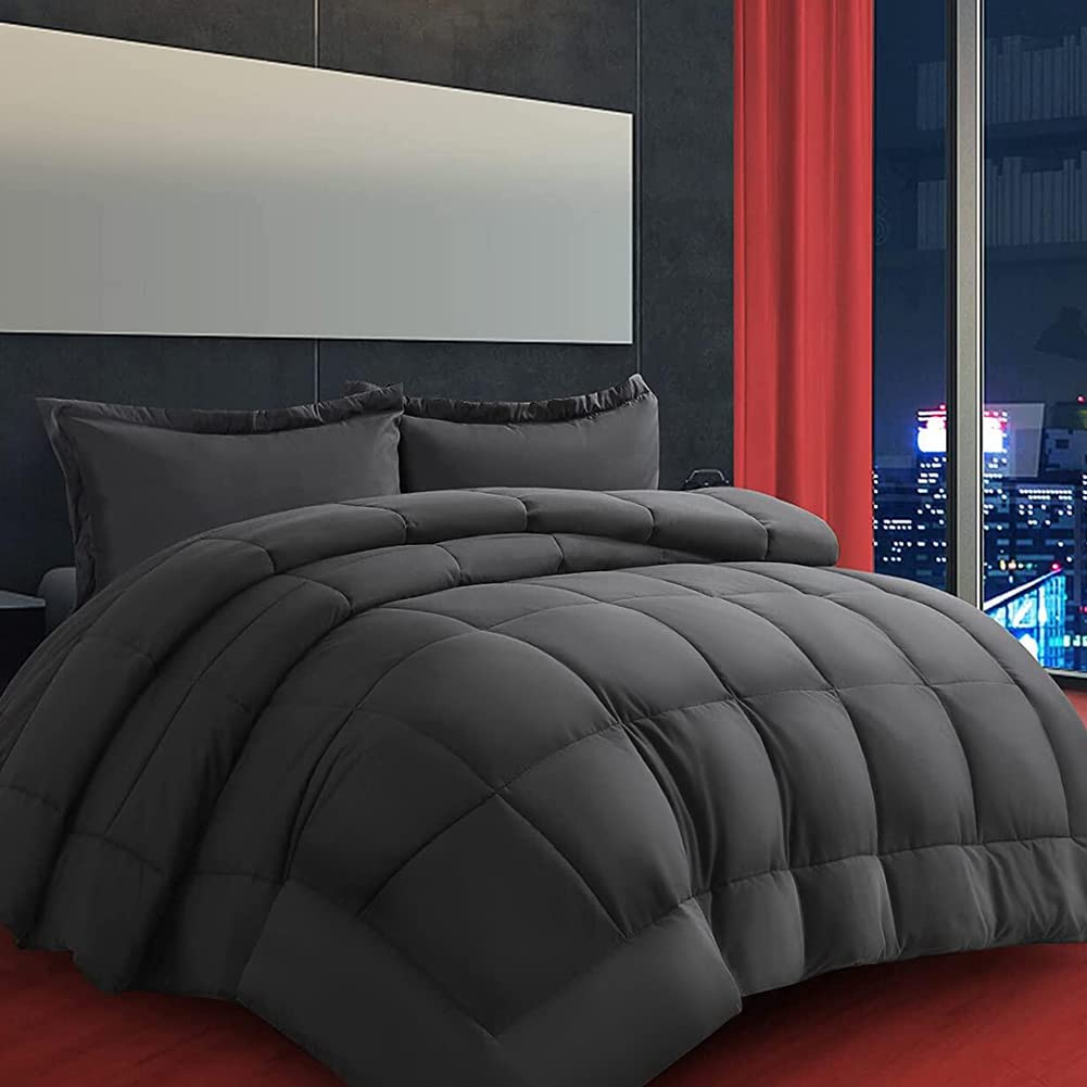 Premium Grey Queen Comforter Set - 7-Piece Bedding Set with Comforter, 2 Pillow Shams, and 4 Decorative Pillows | Soft Microfiber All-Season Luxury Bedding for Master Bedroom, Guest Room, and Dorm Decor