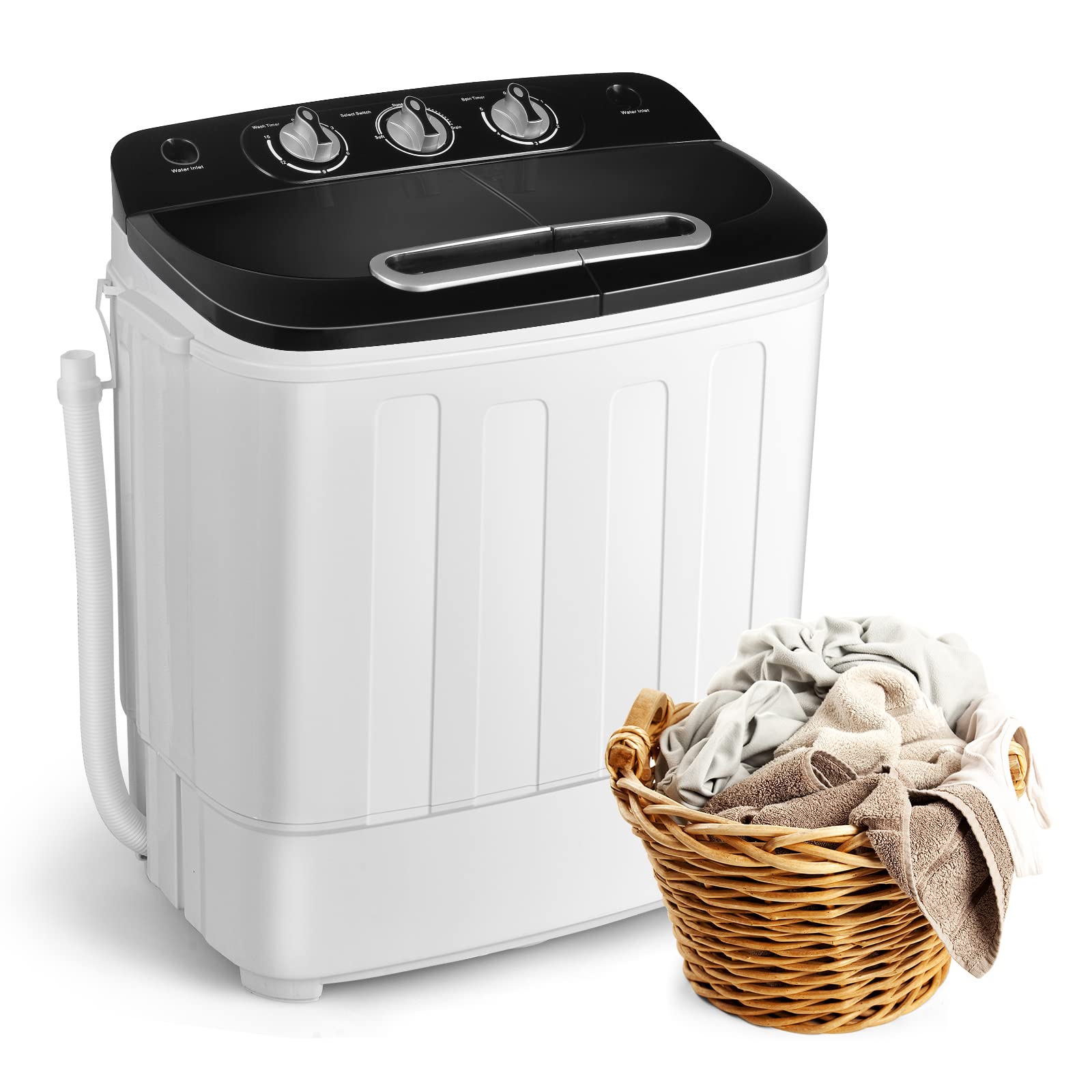Portable Washer and Dryer Combo XPB36-1288SA - Compact Mini Washing Machine for Small Spaces, 2-in-1 Laundry Solution with Spin Dryer, Energy Efficient, Ideal for Apartments, RVs, Dorms & Camping - Black