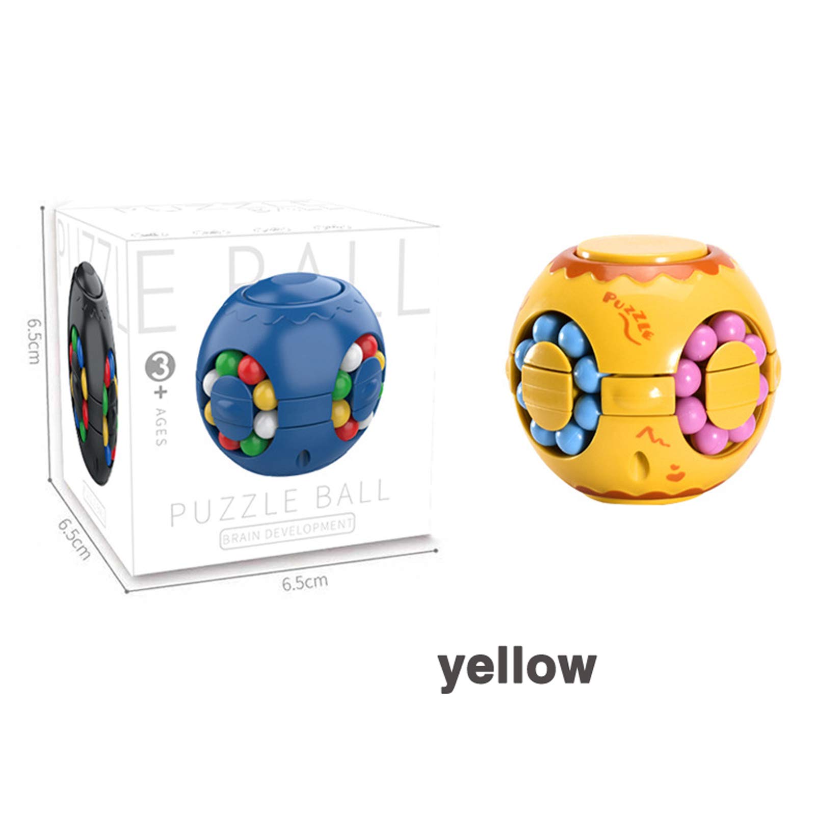 Rotating Magic Bean Cube Spinner Fidget Toy - Stress Relief & Anxiety Relief Puzzle Game for Adults & Kids - Educational Learning Toys for ADHD, Autism - Perfect for Office, School, Travel (Yellow)