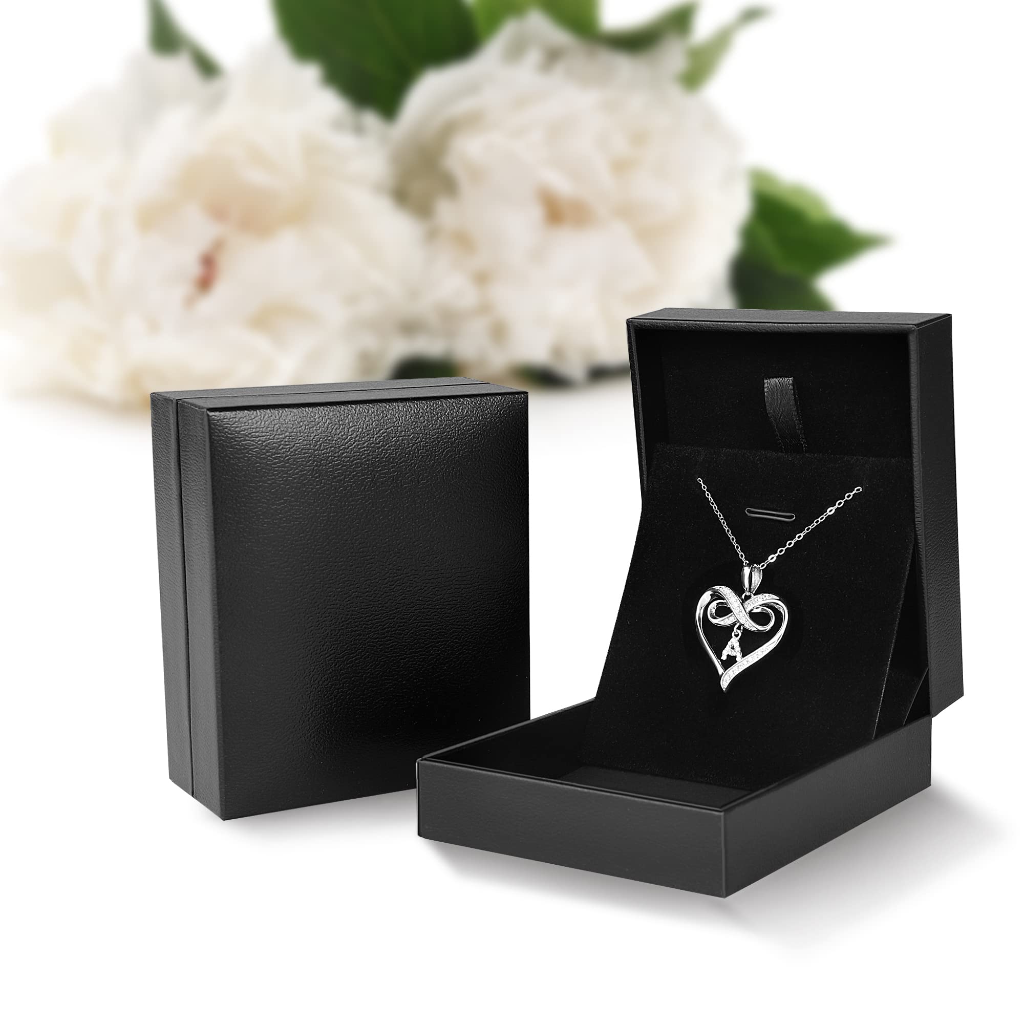 Infinity Heart Initial Necklace for Women - 925 Sterling Silver Personalized Name Necklace | Dainty Heart Pendant Jewelry Gift for Her, Teen Girls | Perfect for Valentine's Day, Anniversary, Birthday & Everyday Wear