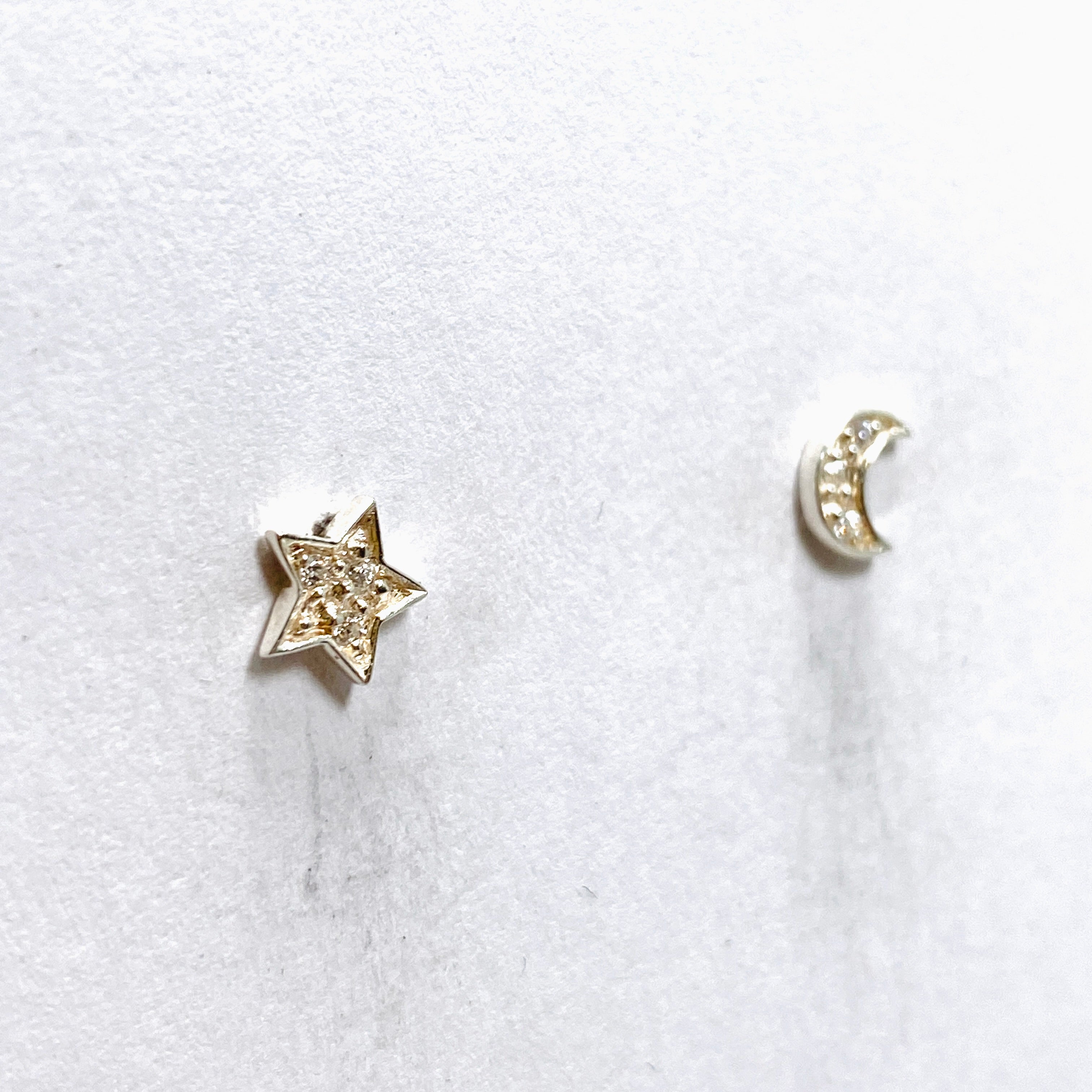 925 Sterling Silver CZ Star & Moon Stud Earrings 5mm - SE1062 | Perfect for Everyday Wear, Gifts & Special Occasions