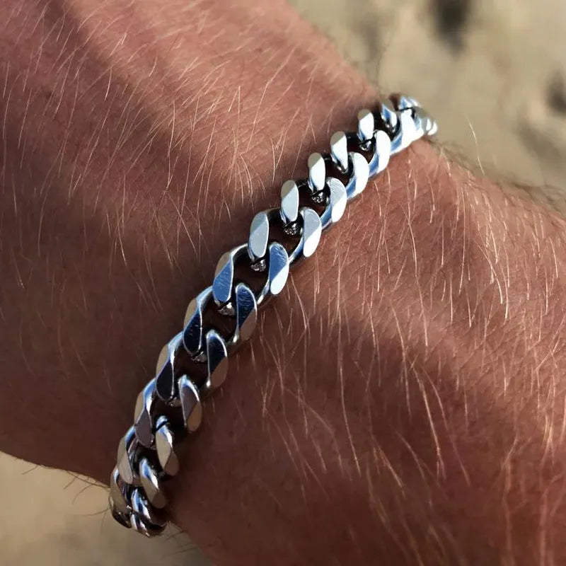 Authentic Cuban Link Bracelet for Men - 14K Gold Plated Stainless Steel Chain Bracelet - Perfect for Gifts, Parties & Everyday Wear