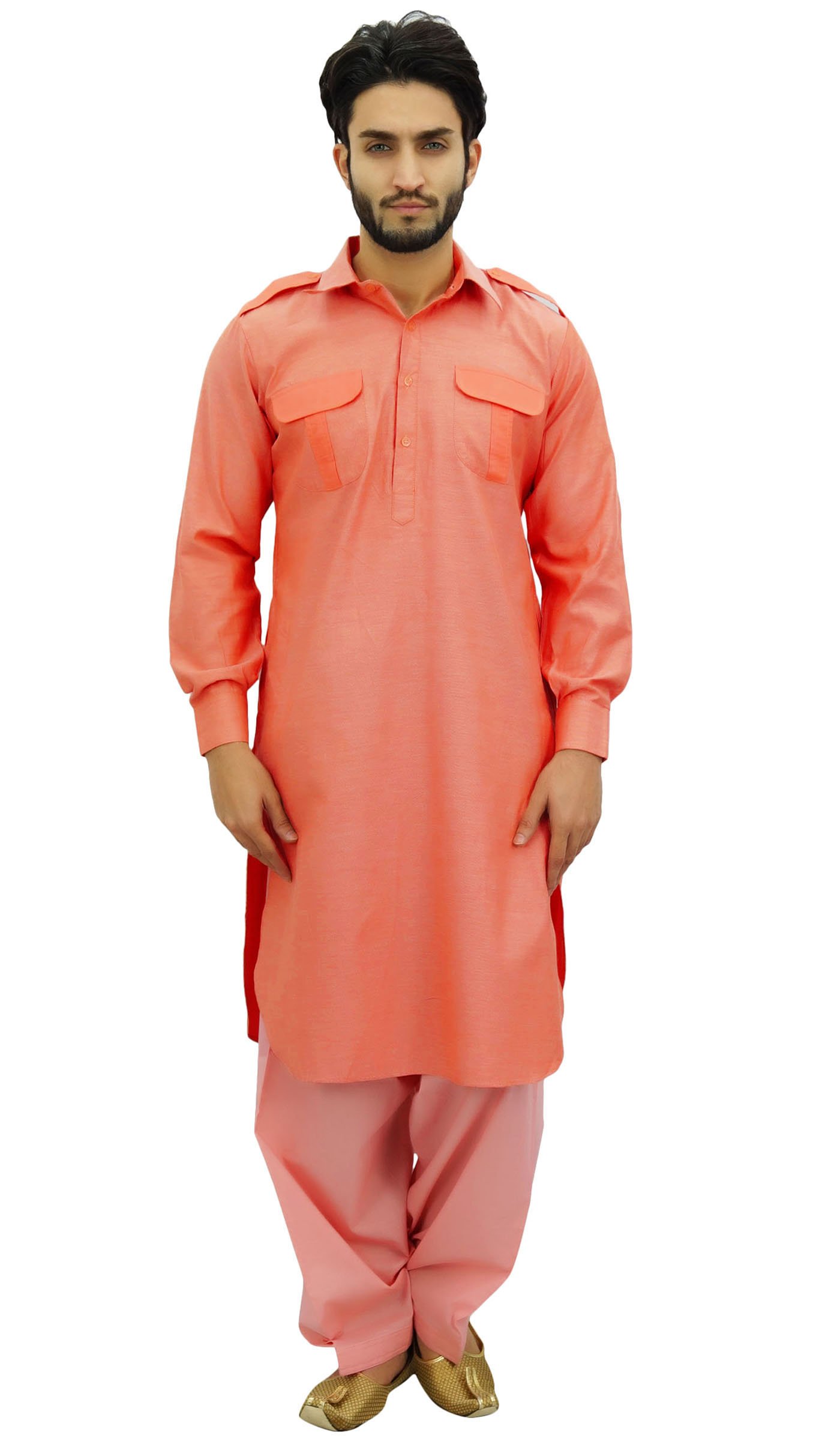 Atasi Men's Pathani Style Long Kurta Punjabi Ethnic Shirt - Traditional Indian Wedding & Festival Wear for Men