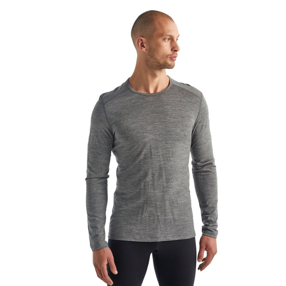 Icebreaker Men's 200 Oasis Merino Wool Thermal Base Layer Top - Gritstone Heather - Warm Winter Underwear for Hiking, Skiing & Outdoor Activities