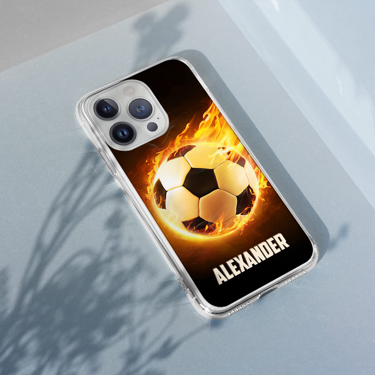 Custom Soccer Phone Case with Name - Personalized Sport Design Cover for iPhone 16/15/14/13/12/11/XR/X/XS/8/7/Plus/Mini/Pro/Max - Perfect Gift for Soccer Lovers, Men & Boys - Great for Games, Training & Daily Use
