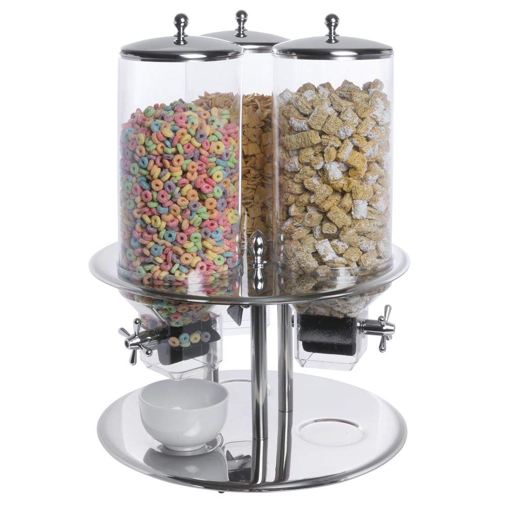 3-Compartment Stainless Steel Cereal Dispenser - 19.3