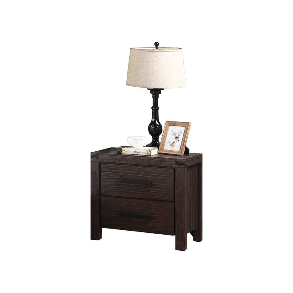 Simple Relax SR-PDEX-F5426 Nightstand with Drawer, Dark Grey Wood Bedside Table for Bedroom - Perfect for Storing Books, Lamps & Bedroom Essentials