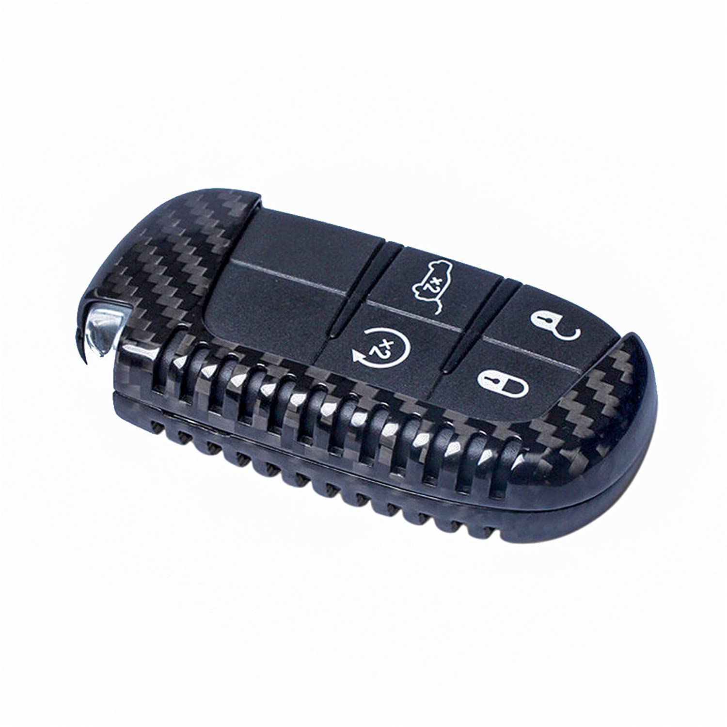 Premium Carbon Fiber Key Fob Cover for Jeep Cherokee/Compass/Grand Cherokee/SRT/Renegade - Lightweight Glossy Black Protective Case (Style B) - Perfect for Daily Use, Travel & Car Enthusiasts