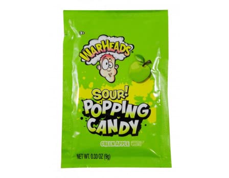 Sour Pop Rocks Candy - Warhead Popping Candy 0.33oz (Pack of 20) Green Apple Flavor | Fun Party Favors, Halloween Treats & Unique Gifts for Kids and Adults