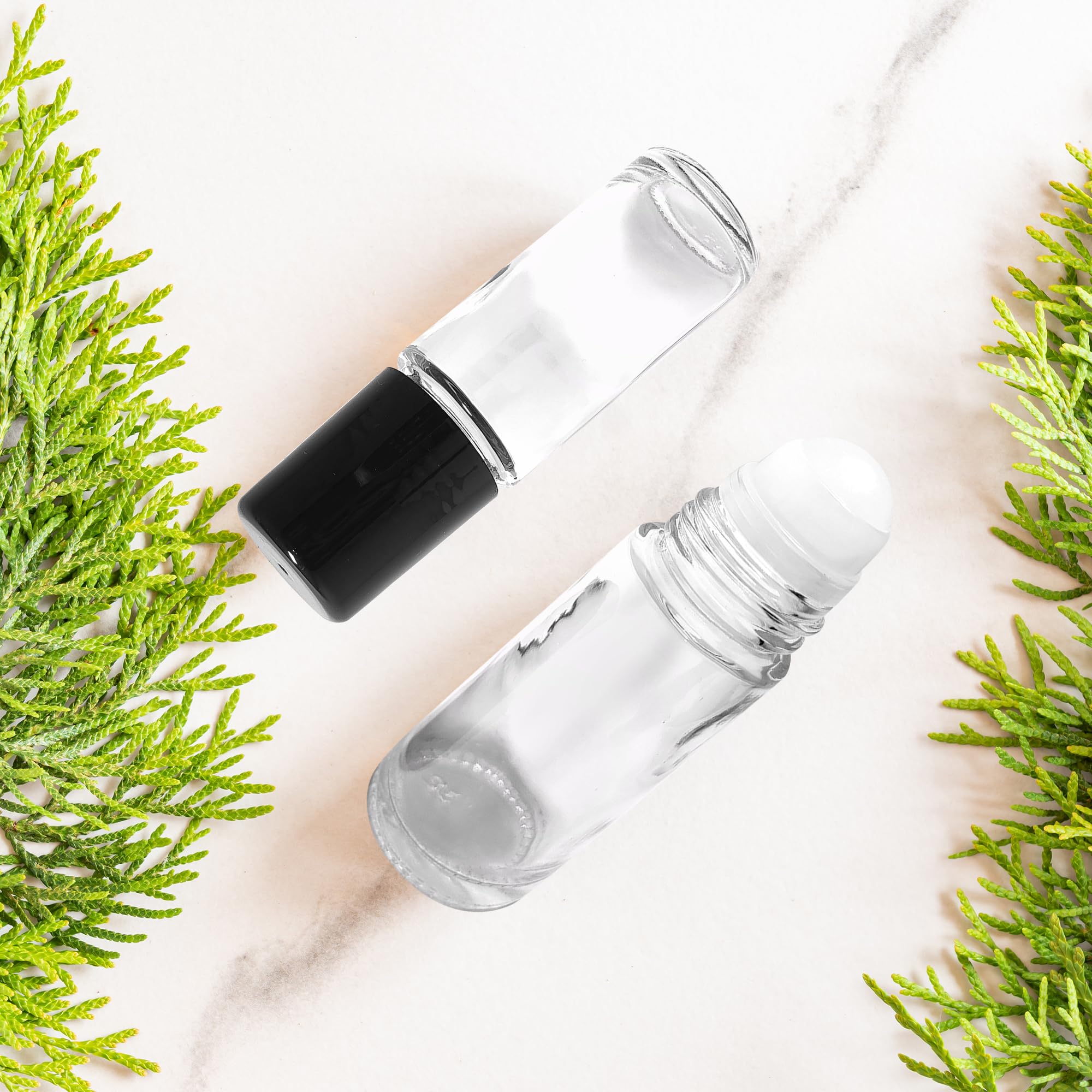 12 Pack 1 oz (30ml) Clear Refillable Roll On Glass Bottles with Rollers - Perfect for Essential Oils, Perfumes, Aromatherapy & DIY Skincare Products