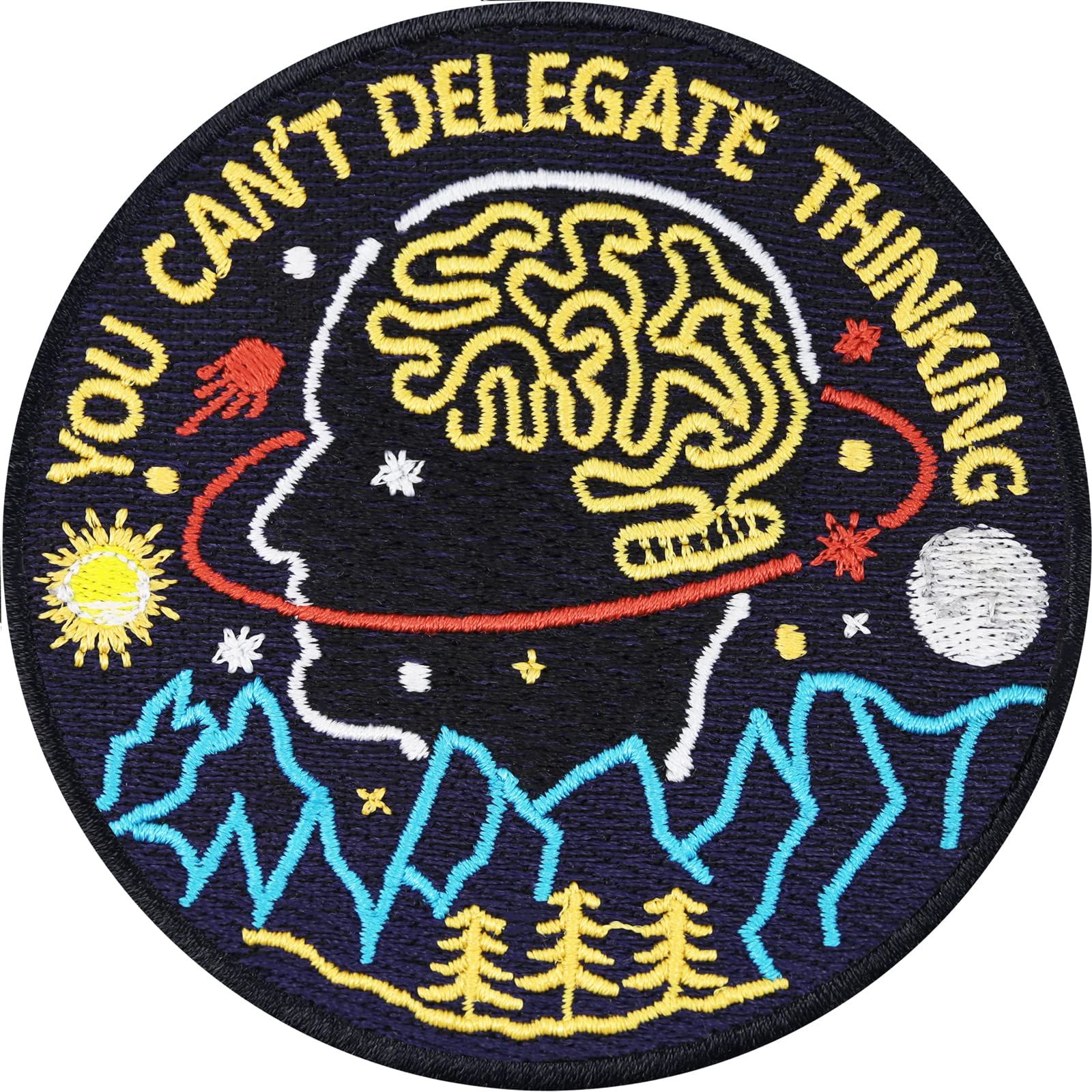 Trust Your Thoughts Embroidered Patch - 3.14x3.14 Inch Motivational Badge for Jeans, Jackets, Backpacks & Shirts | Philosophical Clothing Accessory | Perfect for Yoga Studios, Office Decor & Gift Giving