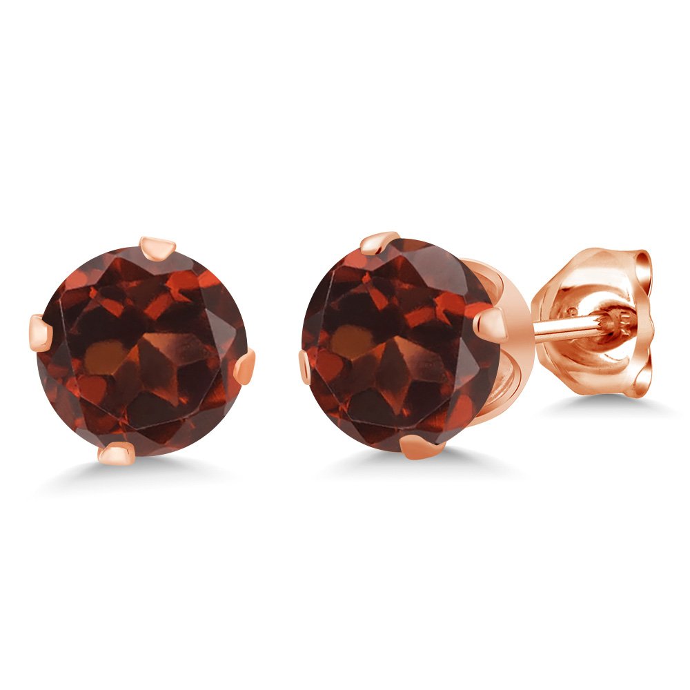 Gem Stone King 18K Rose Gold Plated Sterling Silver 6MM Round Birthstone Stud Earrings for Women & Men | Personalized Jewelry Gift for Anniversary, Birthday & Special Occasions