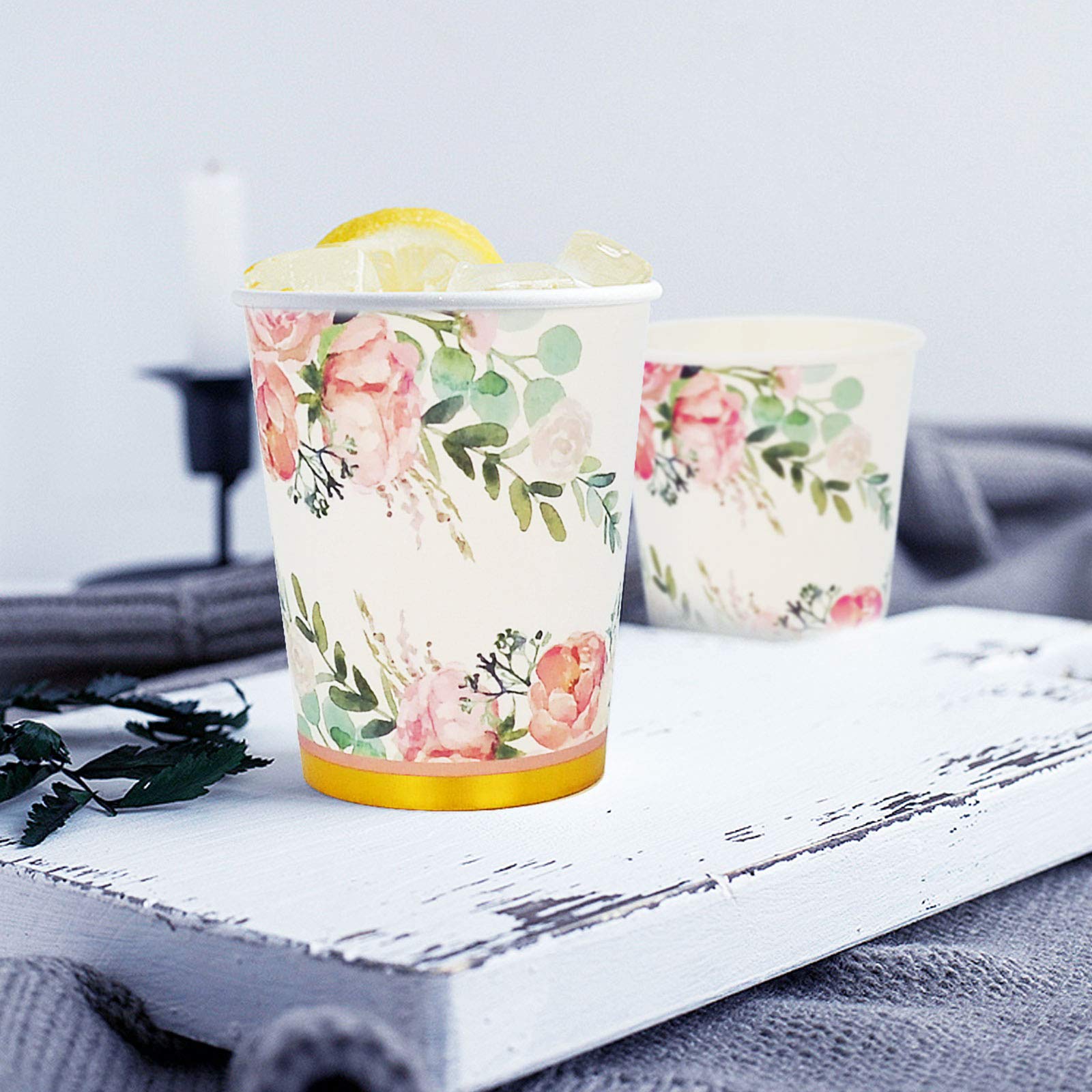 Floral Party Supplies Set for 24 Guests - Disposable Paper Plates, Cups & Napkins for Bridal Showers, Birthdays, Weddings & Bachelorette Parties - Elegant Floral Design for Easy Cleanup & Stylish Celebrations